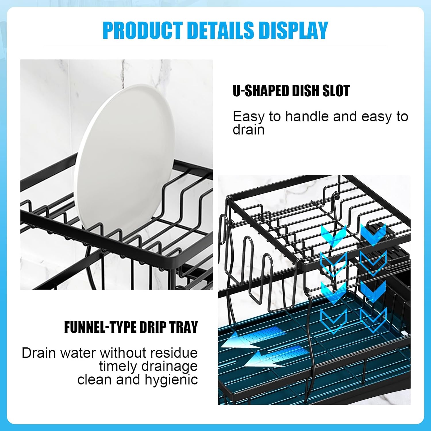 Large 2-Tier Anti-Rust Auto-Drain Dish Rack Review w/ Utensil Holders - Image 4