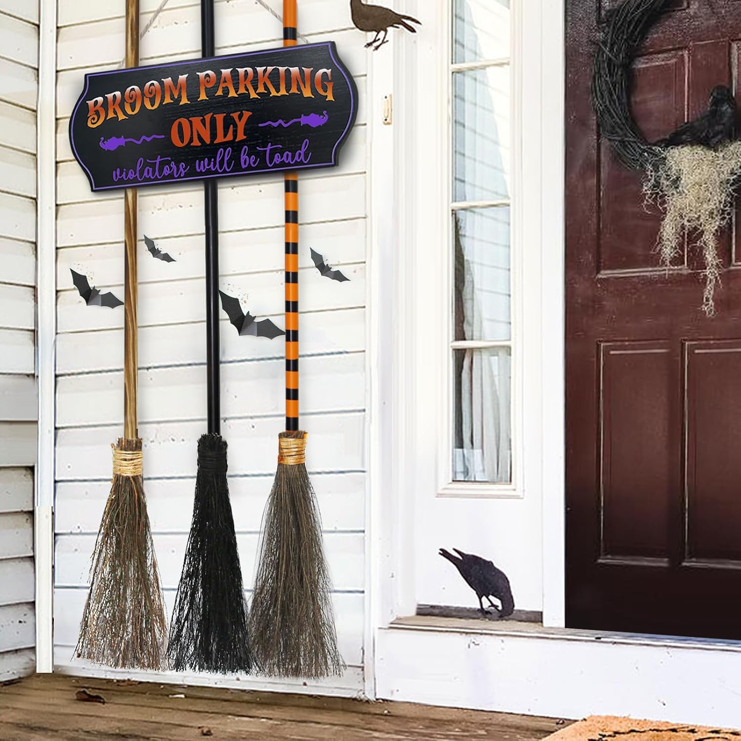 Hocus Pocus Broom Parking Sign with 3 Witches' Brooms - Image 5