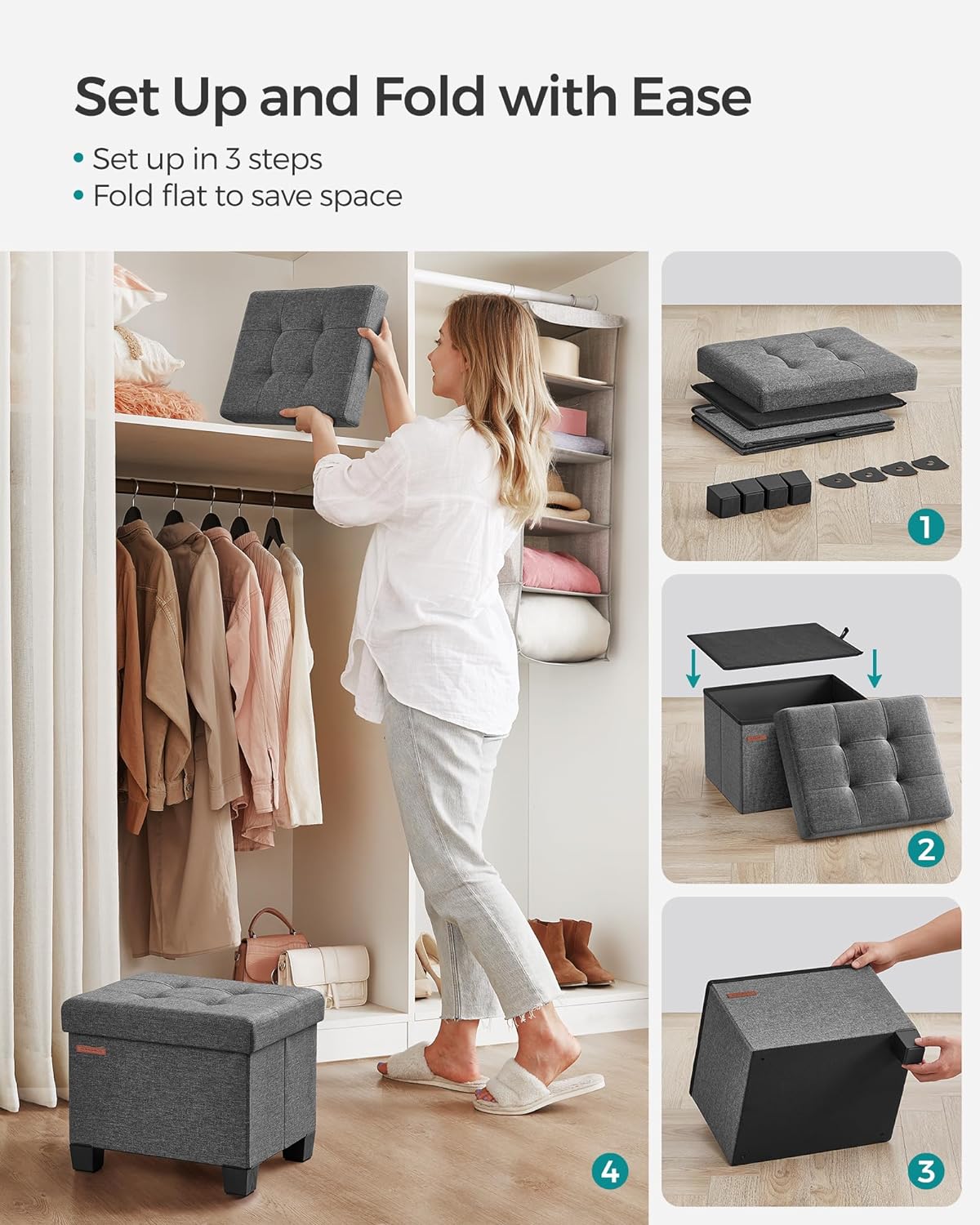 SONGMICS Storage Ottoman Review: Sturdy Footrest & Space Saver - Image 7