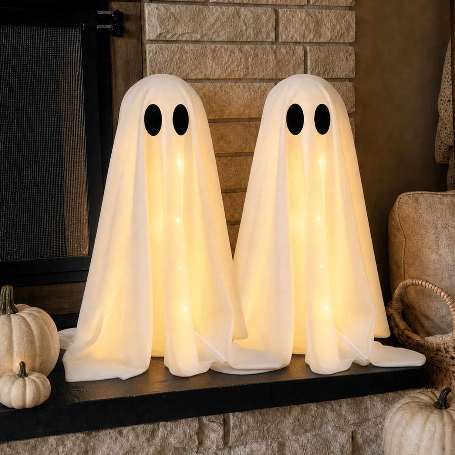 2-Pack Spooky Light-Up Ghosts for Indoor Halloween Decor - Image 2