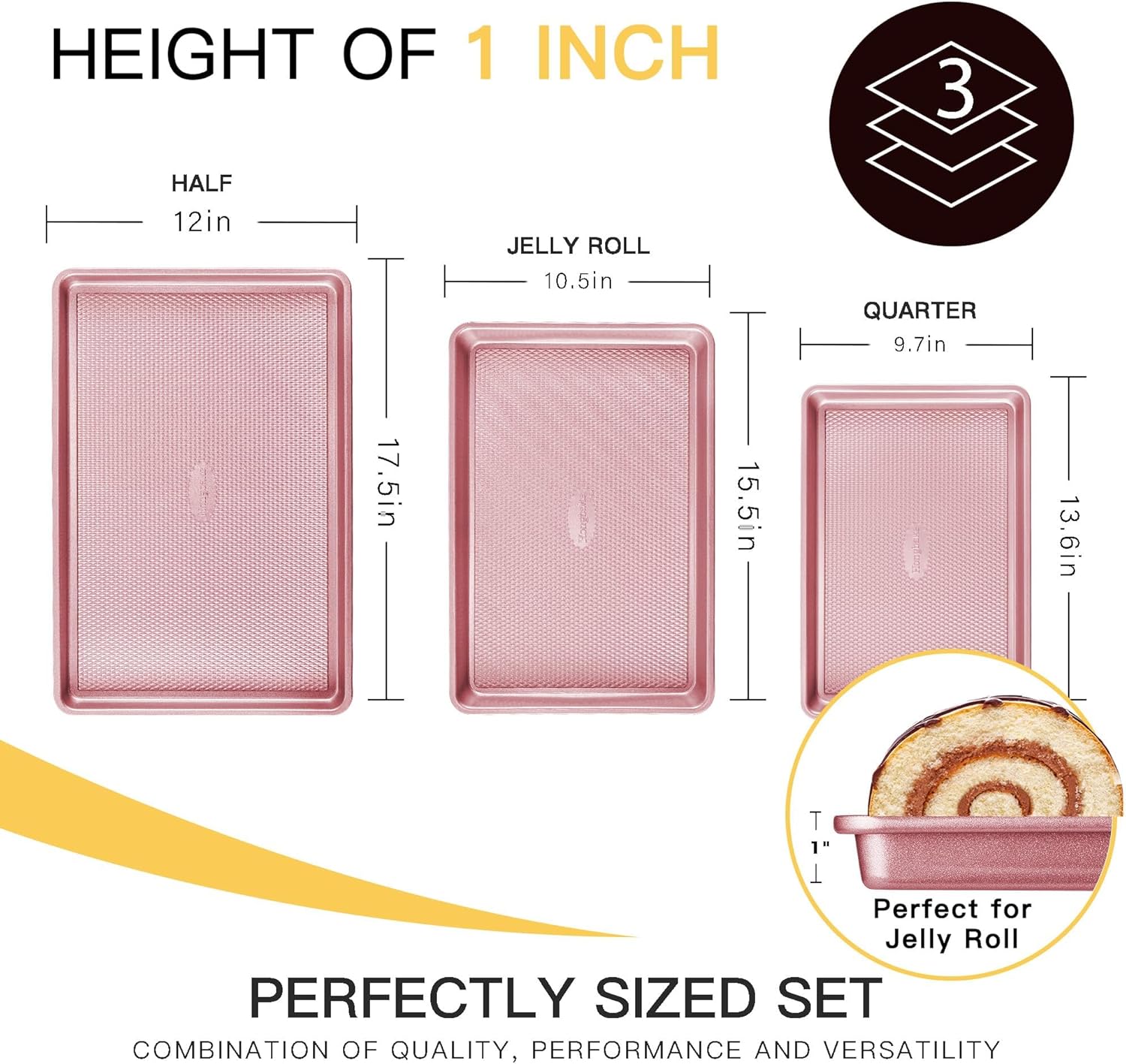 Pink Heavy Duty Nonstick Baking Sheets Set, Diamond Texture - Image 5