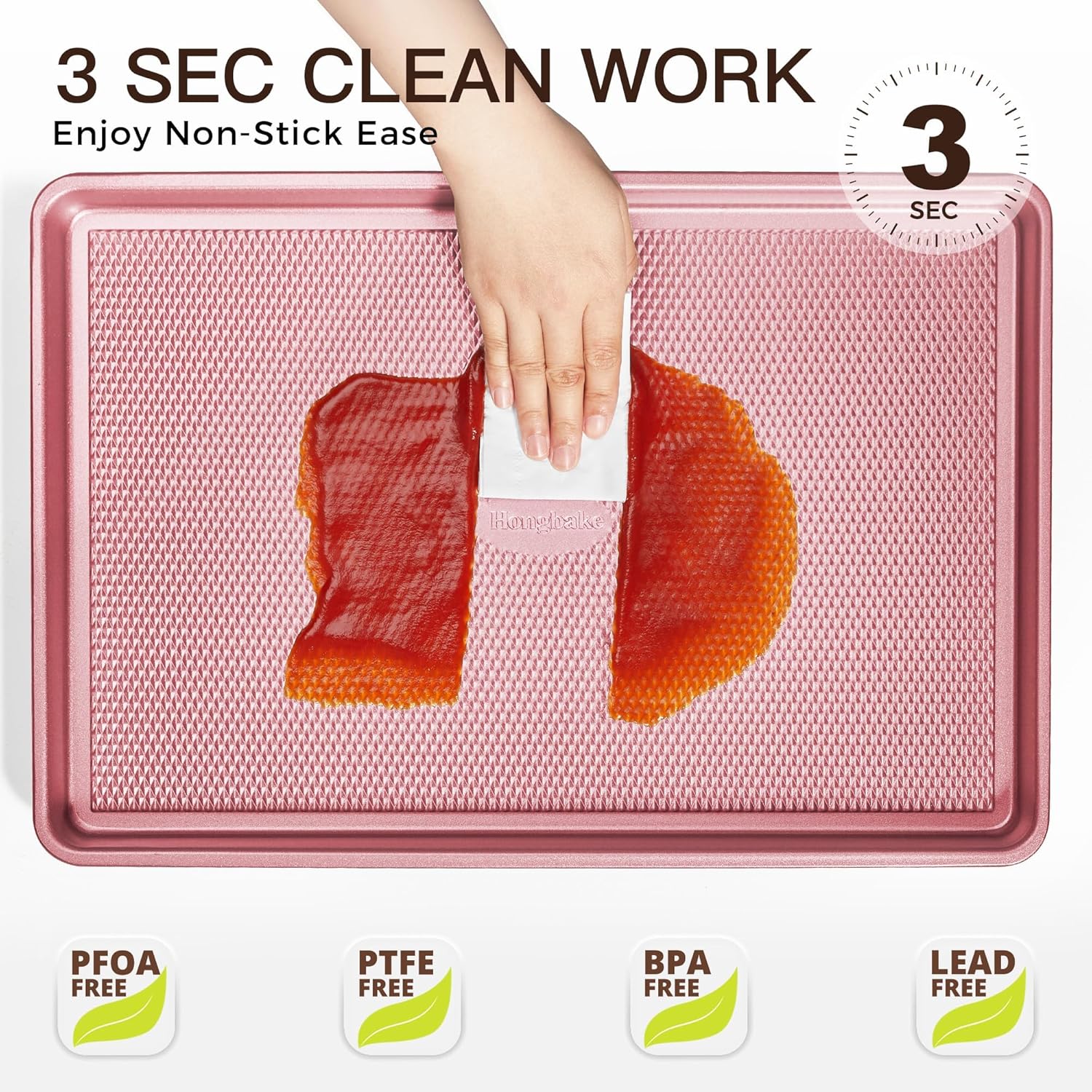 Pink Heavy Duty Nonstick Baking Sheets Set, Diamond Texture - Image 6