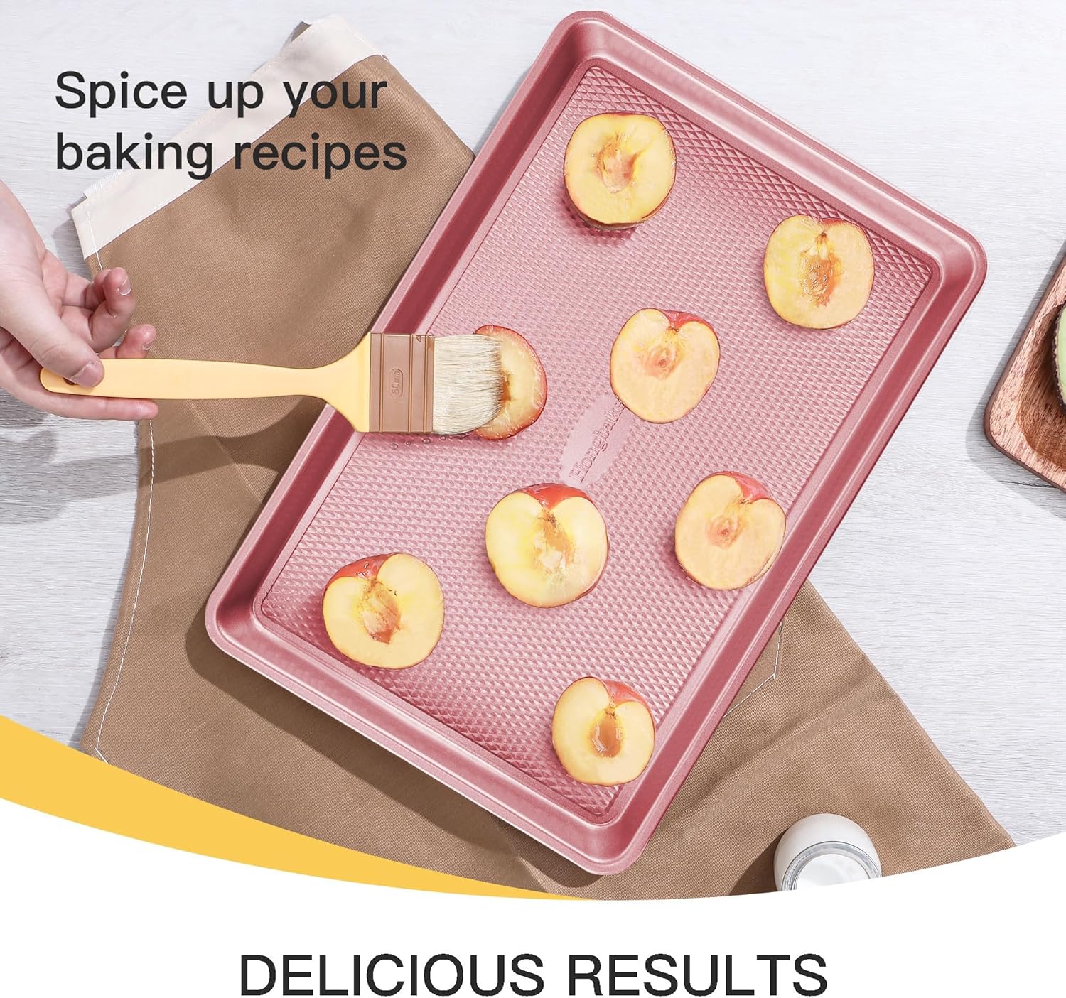 Pink Heavy Duty Nonstick Baking Sheets Set, Diamond Texture - Image 8