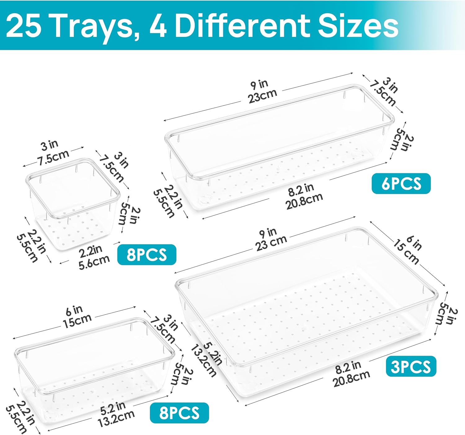 25-Pc 4-Size Clear Drawer Organizers: Versatile Storage Bins Review - Image 3