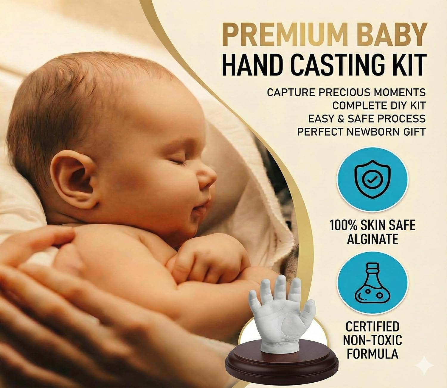 DIY Keepsake Hand Casting Kit w/ Plaque for Couples & Family - Image 3