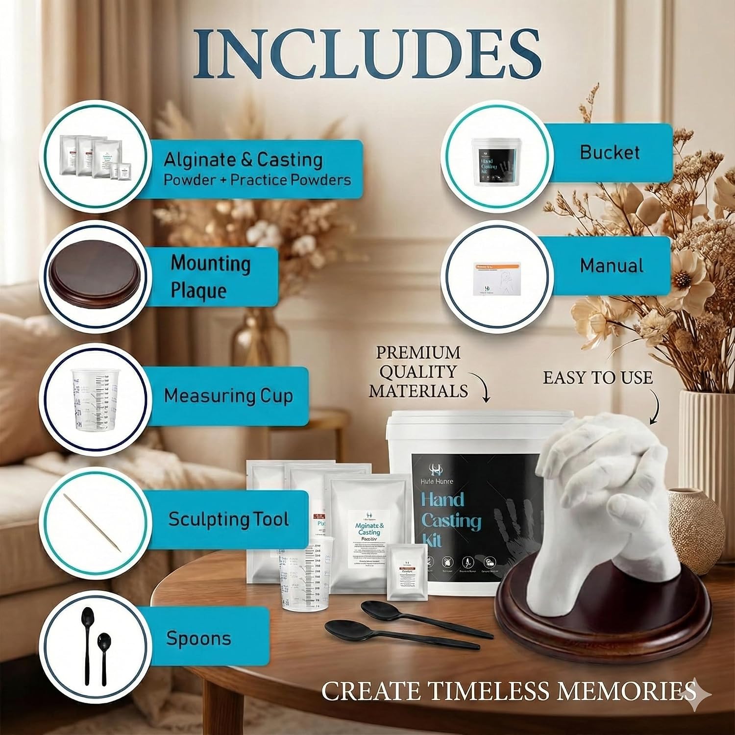 DIY Keepsake Hand Casting Kit w/ Plaque for Couples & Family - Image 4