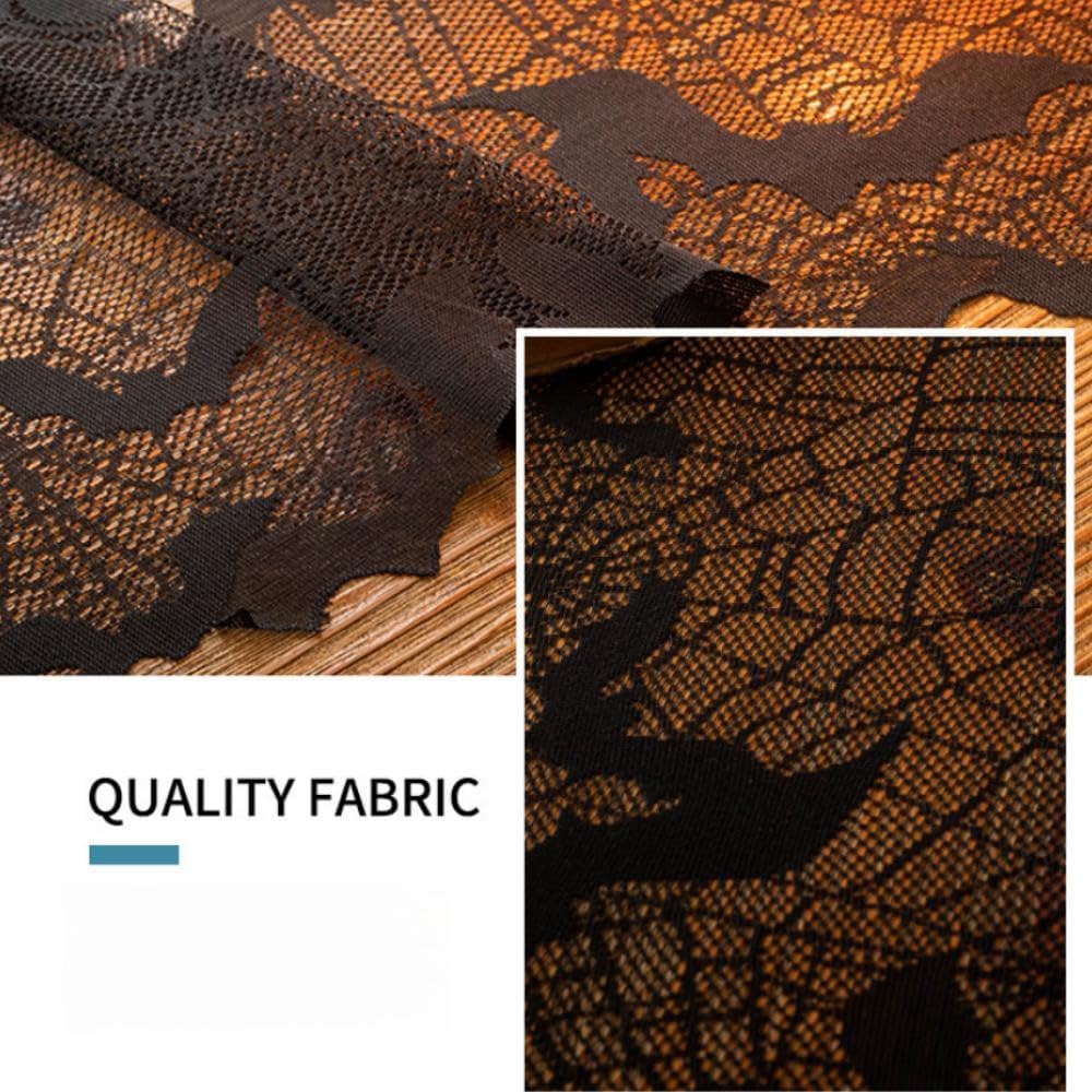 Spooky Black Lace Bat Web Halloween Table Runner 13x70 - Image 2