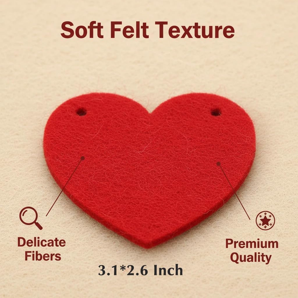 Romantic Red Felt Heart Garland: Ready Valentine's Decor, No DIY. - Image 3