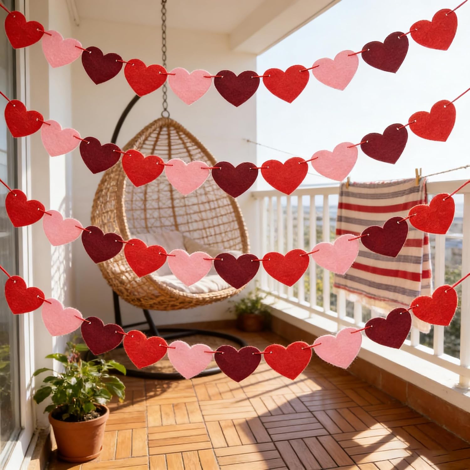 Romantic Red Felt Heart Garland: Ready Valentine's Decor, No DIY. - Image 8