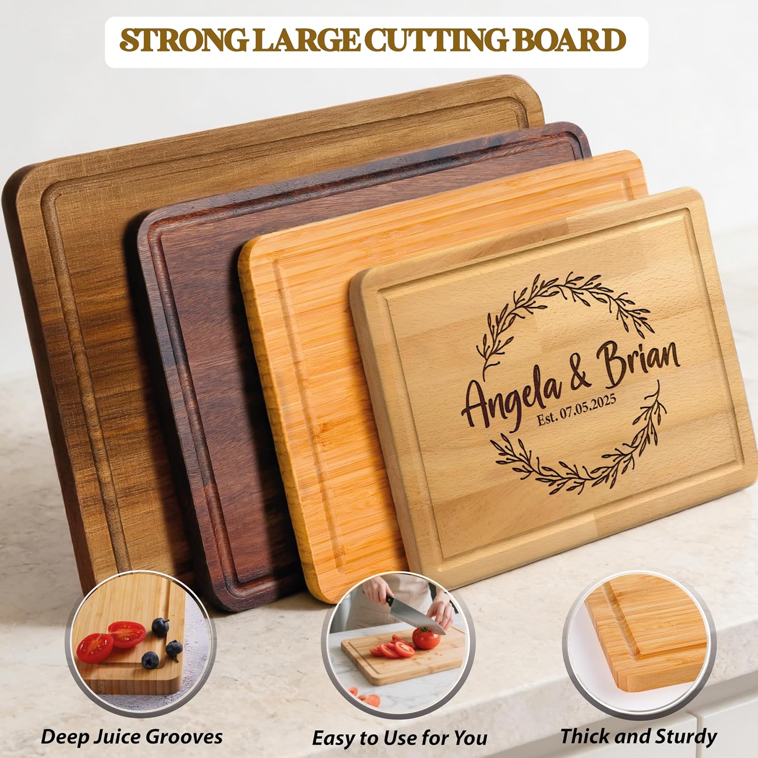 Personalized Bamboo Cutting Board Gift for Couples, Wedding & Home - Image 5