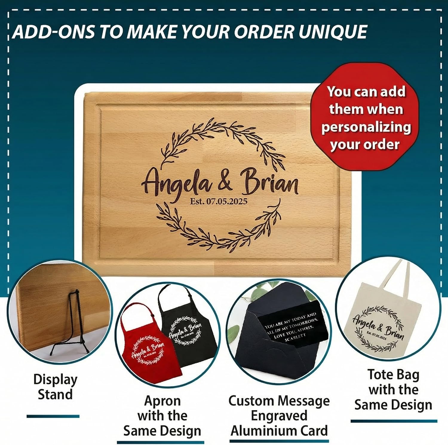 Personalized Bamboo Cutting Board Gift for Couples, Wedding & Home - Image 6