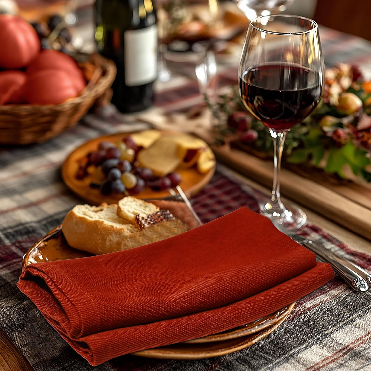 COTTON CRAFT 12 Soft Terracotta Cotton Napkins - Washable for Holiday & Dinner - Image 4