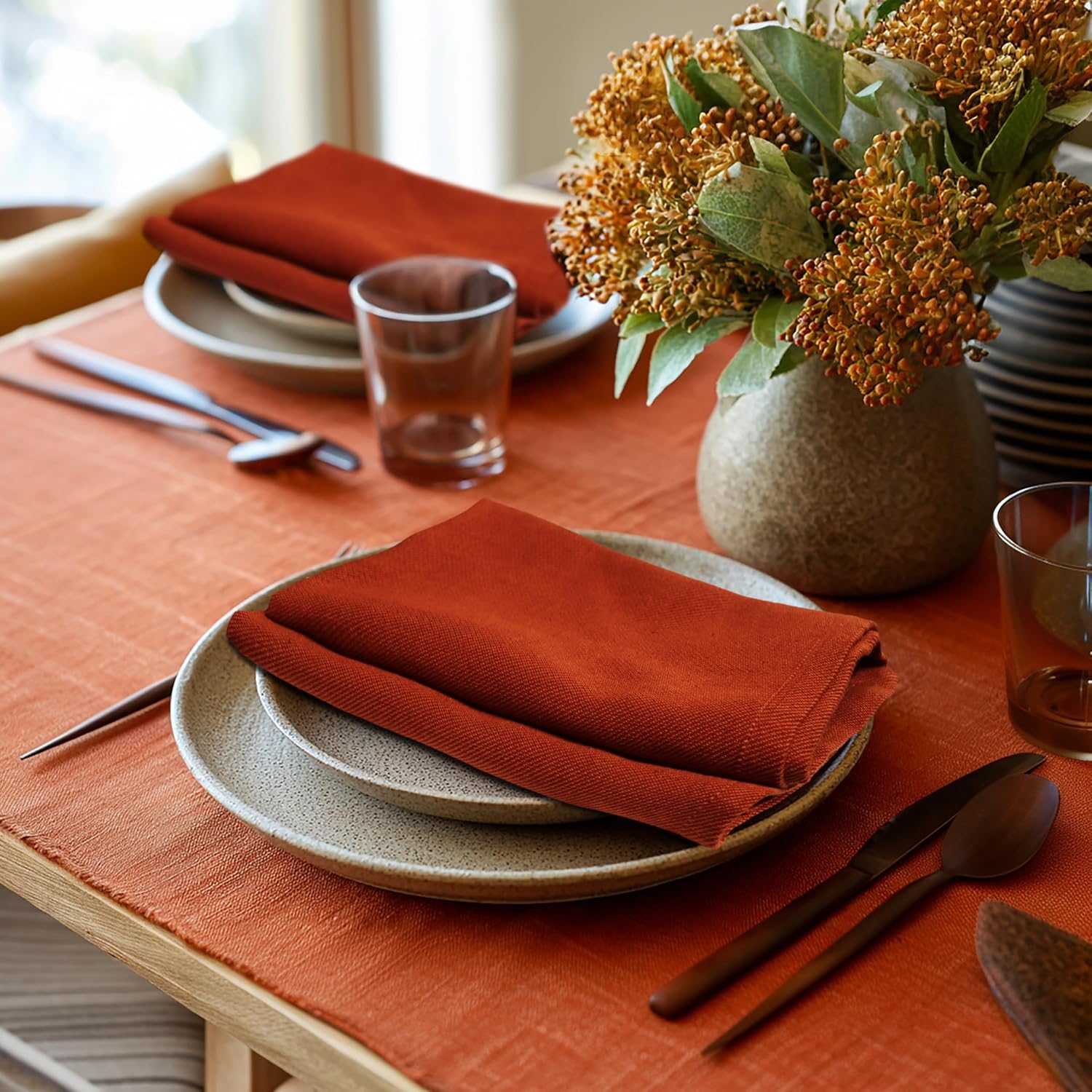 COTTON CRAFT 12 Soft Terracotta Cotton Napkins - Washable for Holiday & Dinner - Image 6