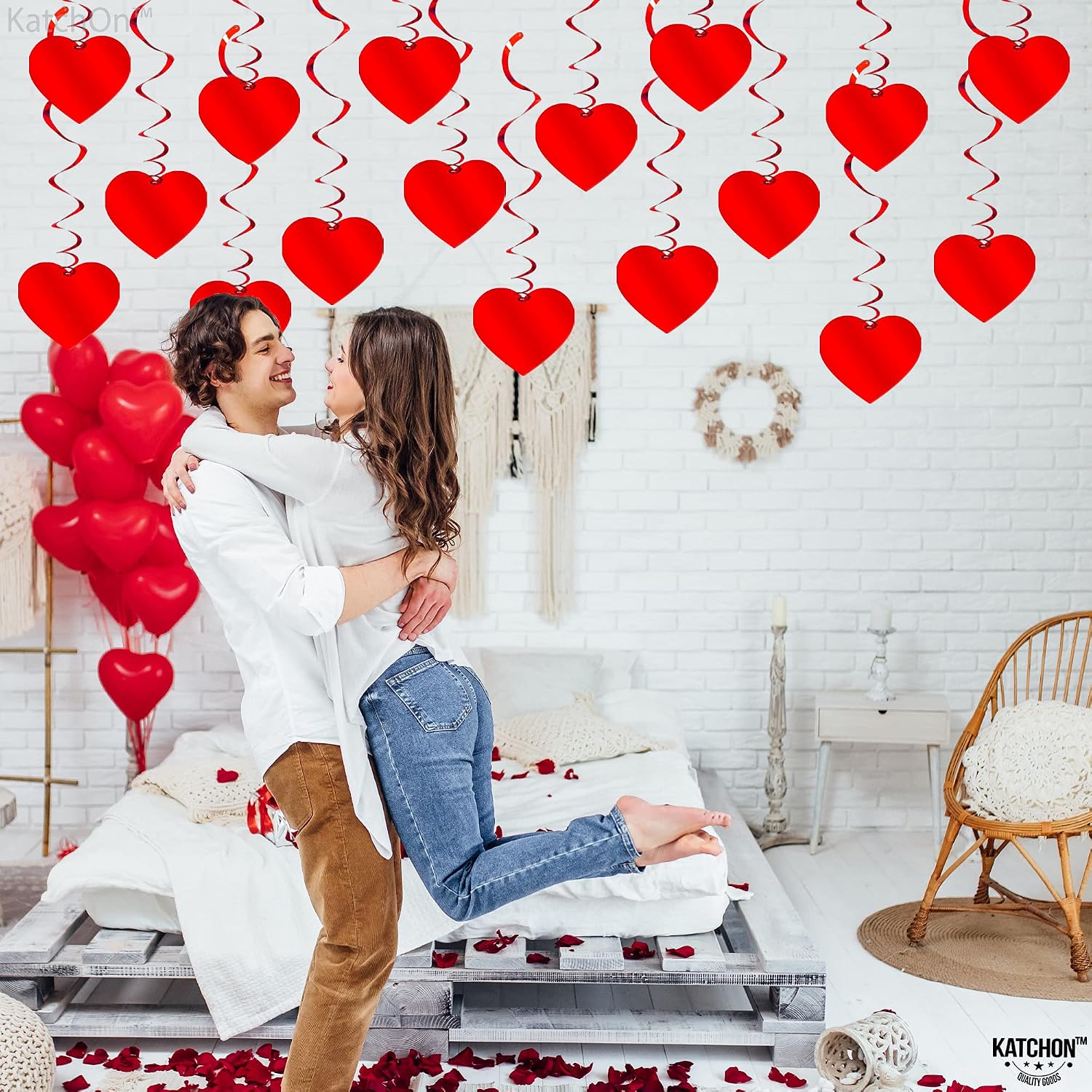 No-DIY 18 Red Foil Heart Swirls for Valentine's Party Decor - Image 2