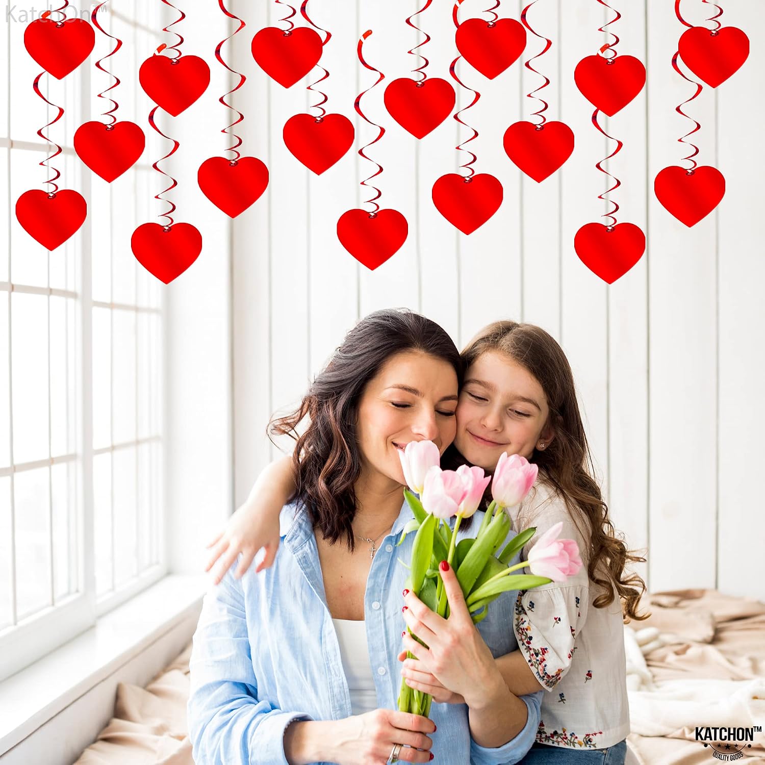 No-DIY 18 Red Foil Heart Swirls for Valentine's Party Decor - Image 3