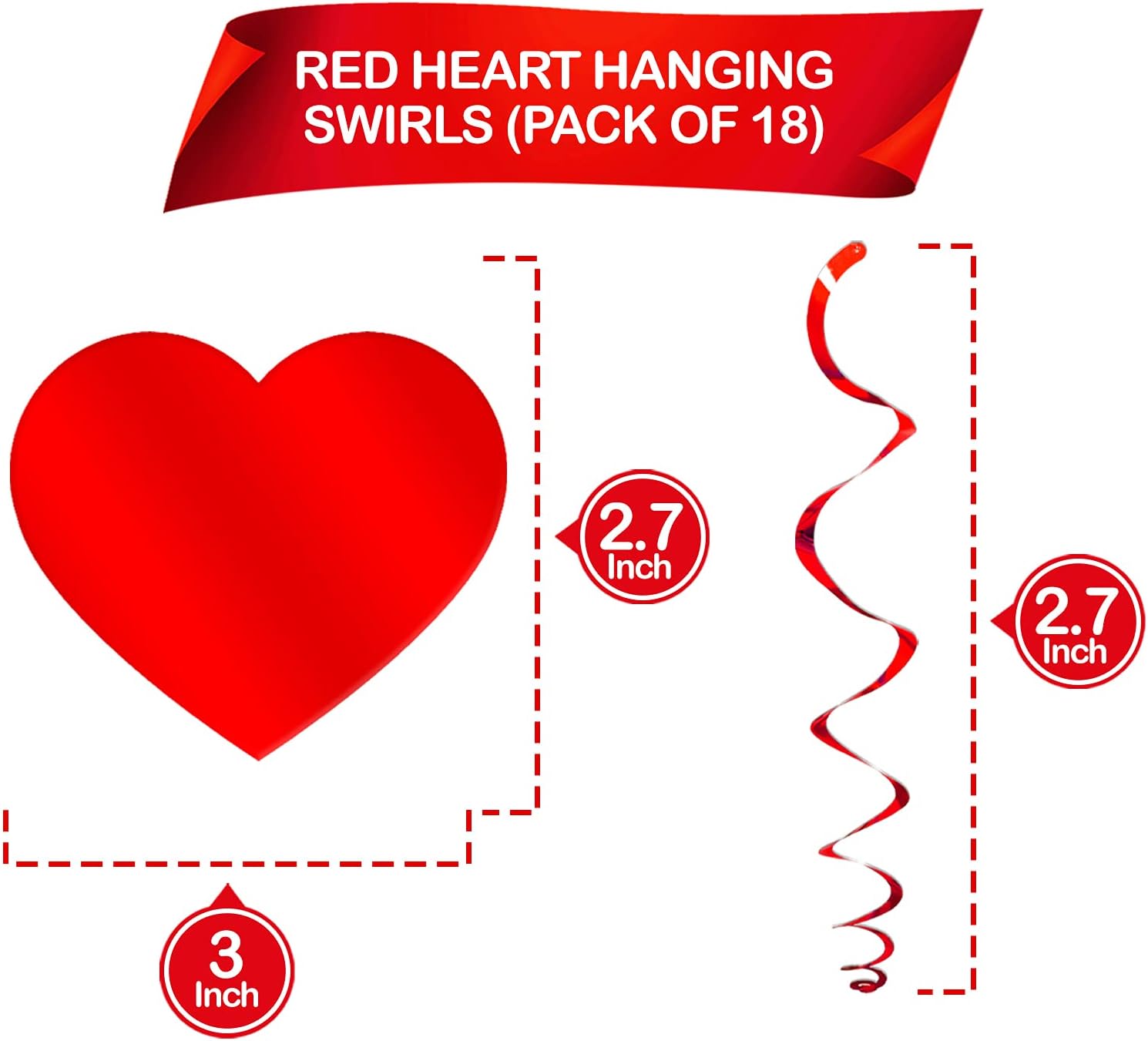 No-DIY 18 Red Foil Heart Swirls for Valentine's Party Decor - Image 4