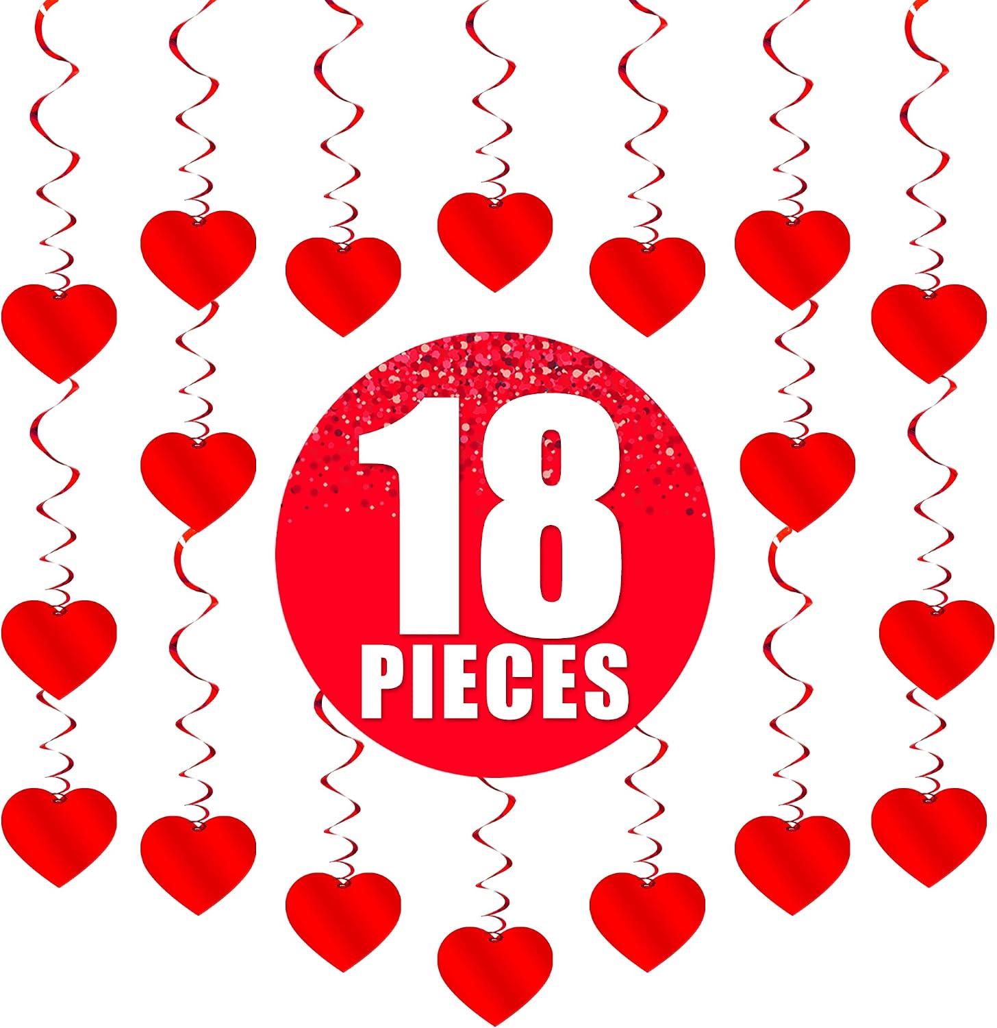 No-DIY 18 Red Foil Heart Swirls for Valentine's Party Decor - Image 5