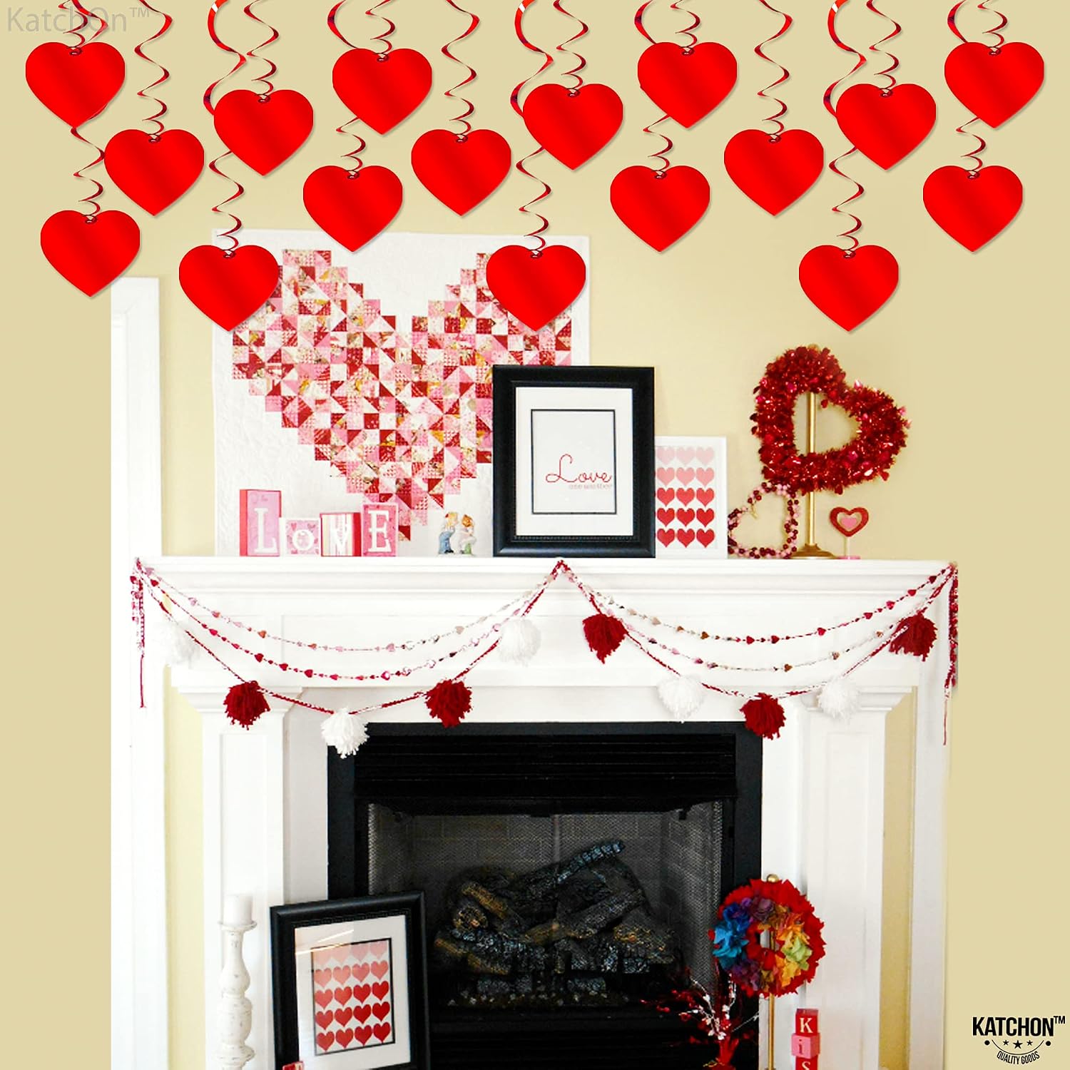 No-DIY 18 Red Foil Heart Swirls for Valentine's Party Decor - Image 6