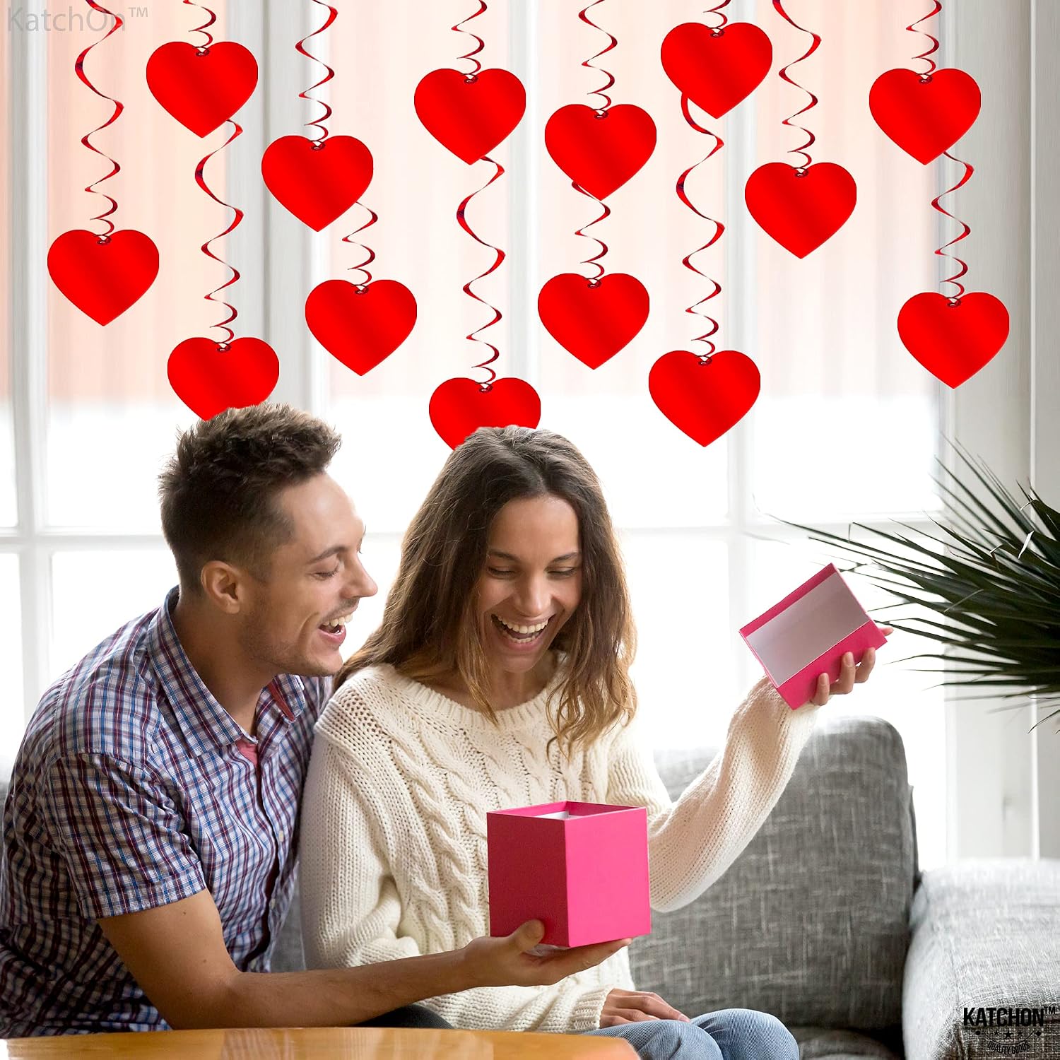 No-DIY 18 Red Foil Heart Swirls for Valentine's Party Decor - Image 7