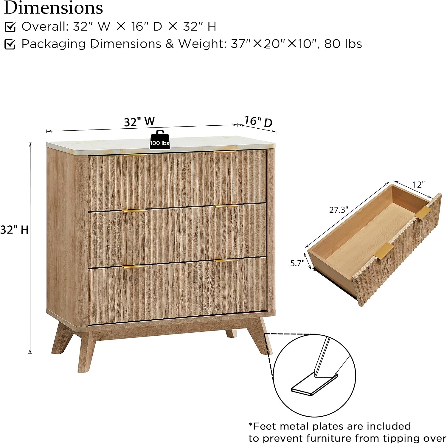 T4TREAM Fluted Mid-Century Nightstands (Set of 2) Review w/ Marble Top - Image 3