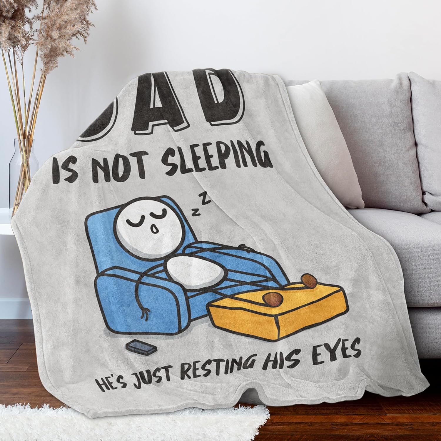 Funny "Dad is Not Sleeping" Soft Throw Blanket - Humorous Gift for Dad - Image 6