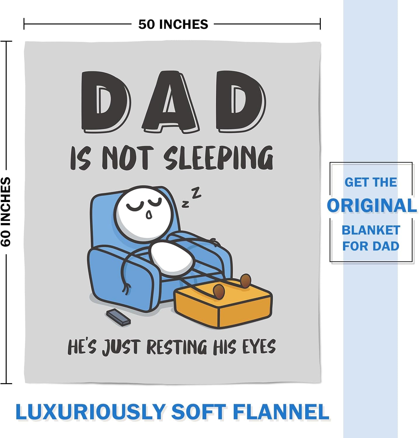 Funny "Dad is Not Sleeping" Soft Throw Blanket - Humorous Gift for Dad - Image 7