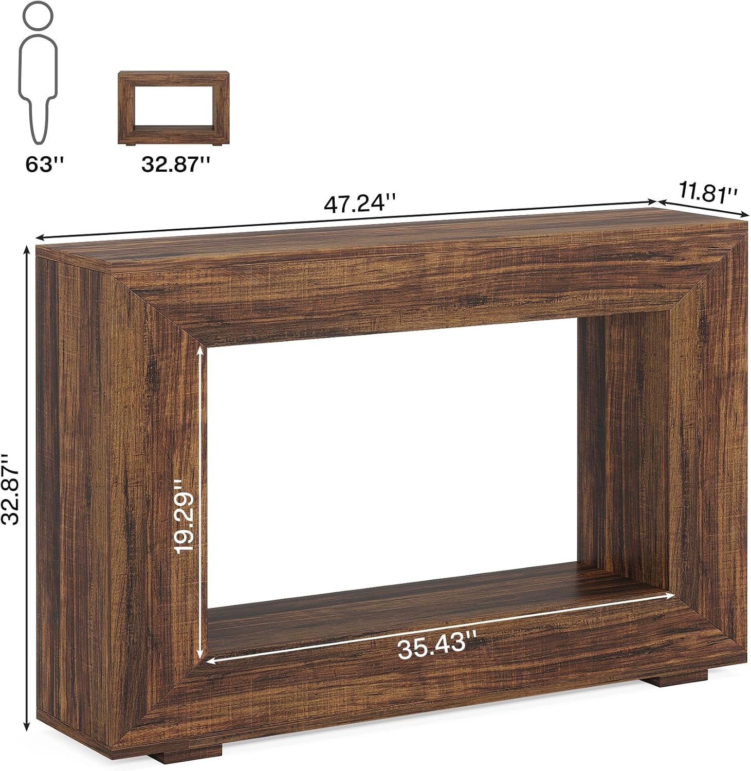 Farmhouse Industrial Console Table with Entryway Storage & Accent. - Image 2