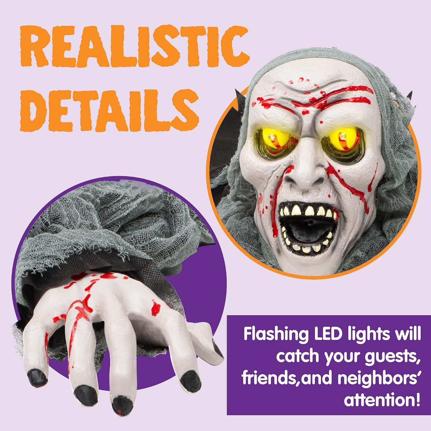 Outdoor Light-Up Zombie Groundbreaker: Sound, Blood for Halloween - Image 3