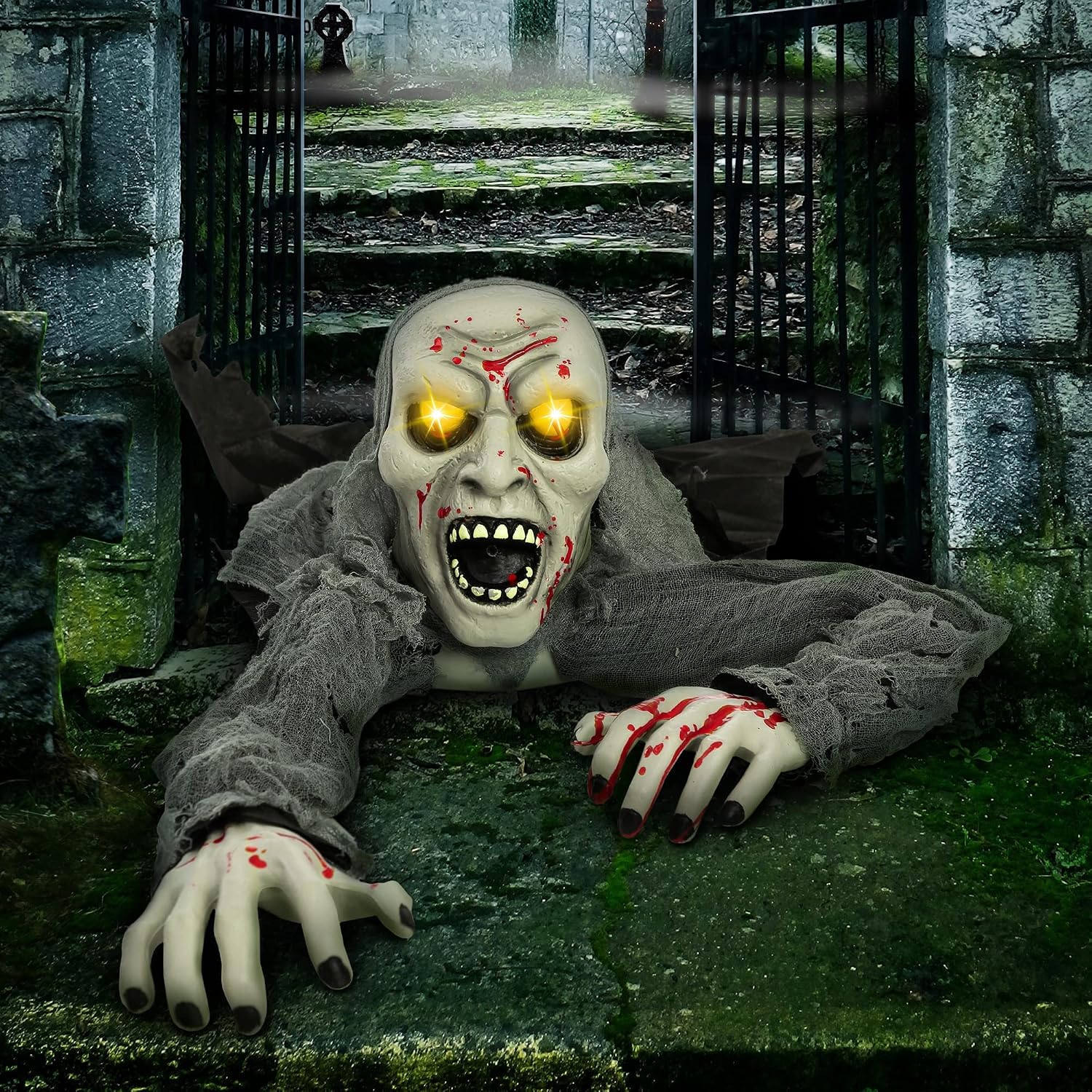 Outdoor Light-Up Zombie Groundbreaker: Sound, Blood for Halloween - Image 7