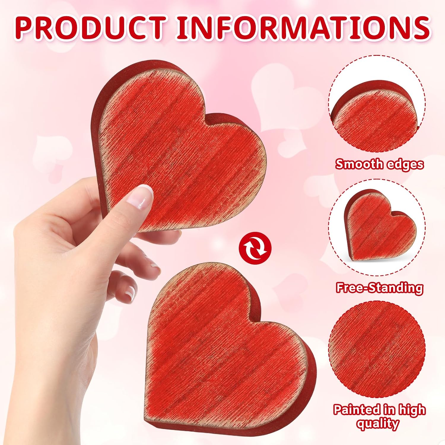 Review: Vintage Wood Heart Blocks (6pc) - Red/Pink/White Valentine Home Decor - Image 3