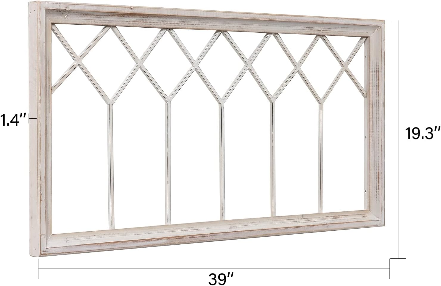 Rustic Farmhouse Faux Window Frame Wall Decor, Washable White - Image 2