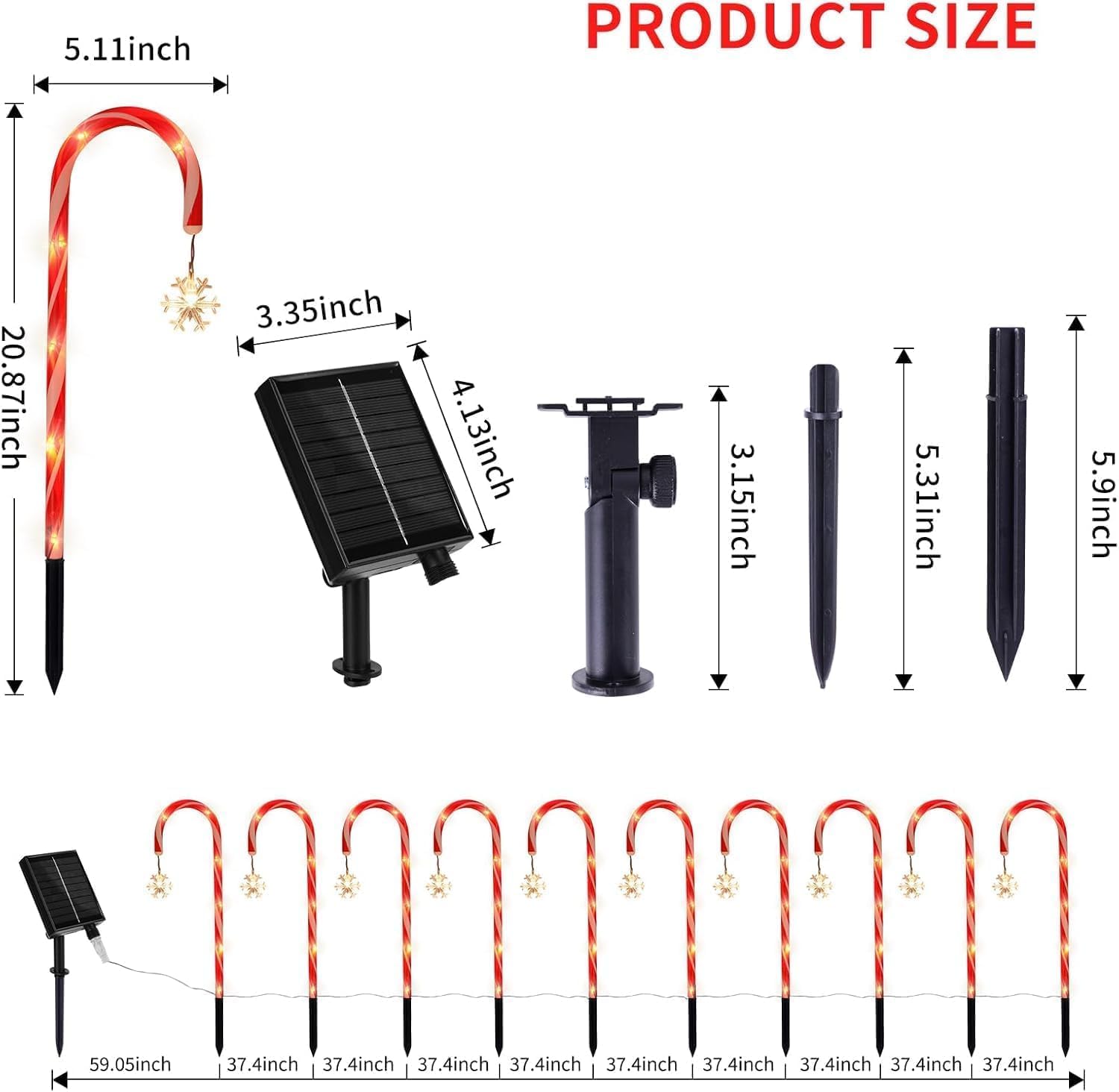 10 Solar Warm White Christmas Candy Cane Path Lights: 8 Modes, Dusk-On, IP44 Review - Image 5