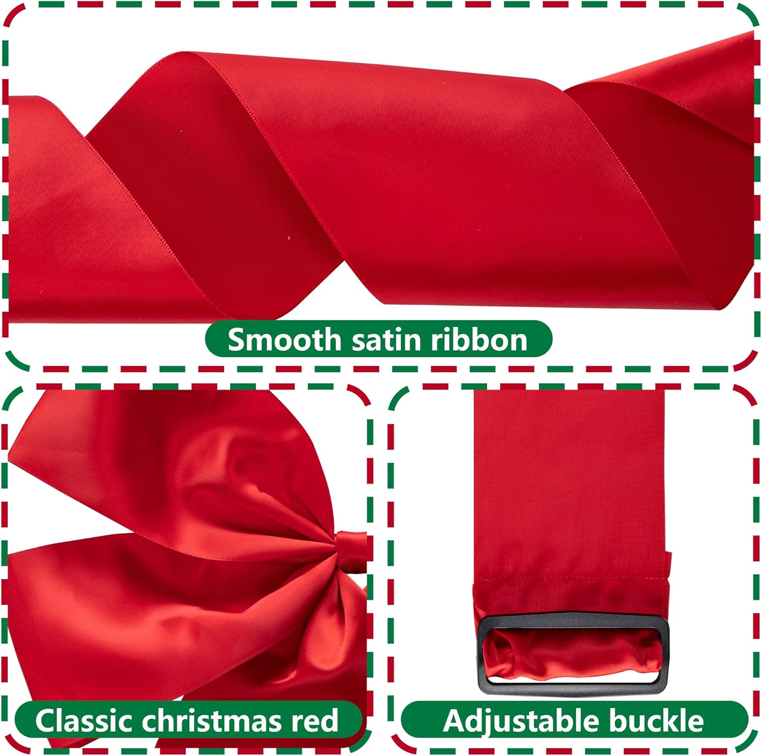 Large Red Adjustable Christmas Door Bow & Decor. - Image 3