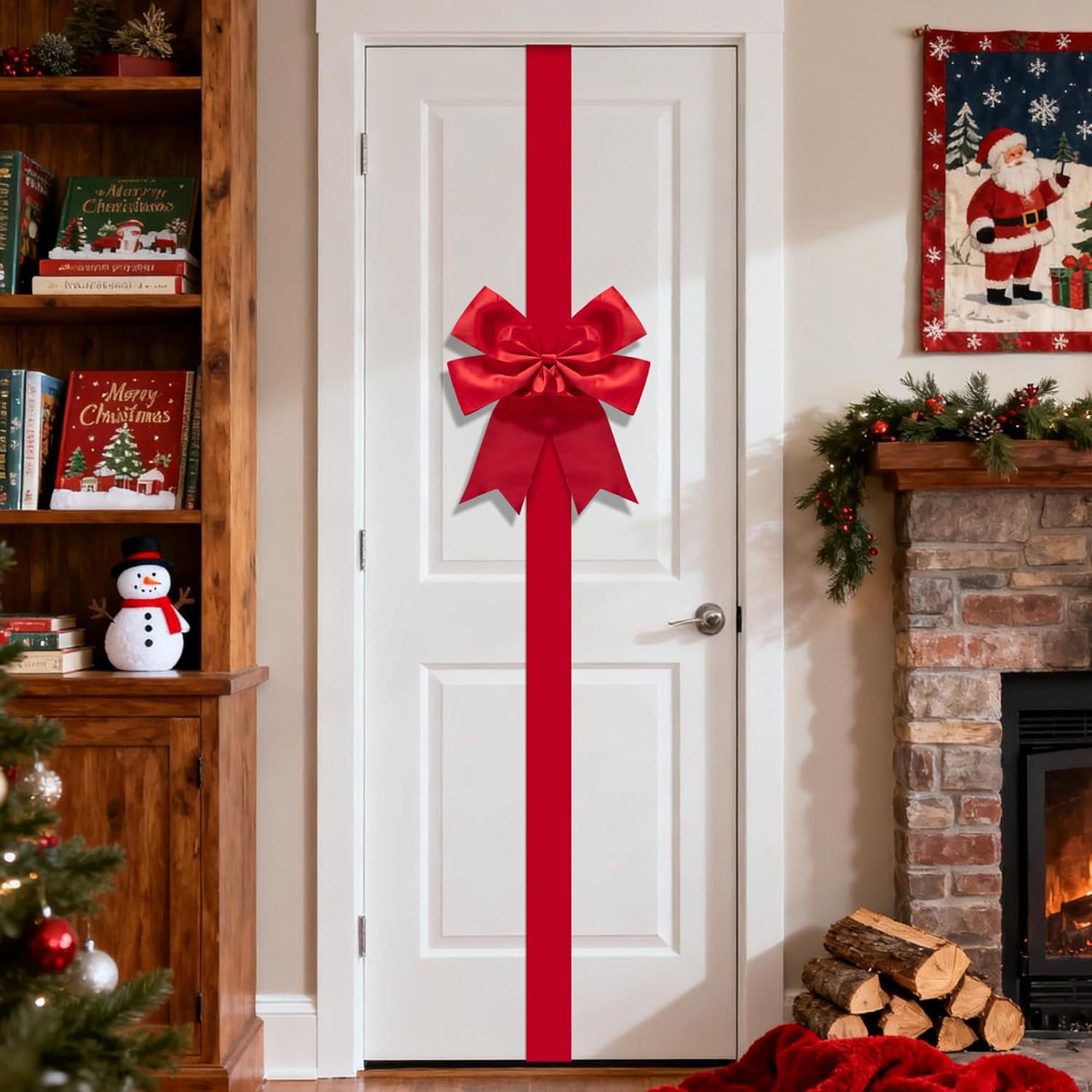 Large Red Adjustable Christmas Door Bow & Decor. - Image 5