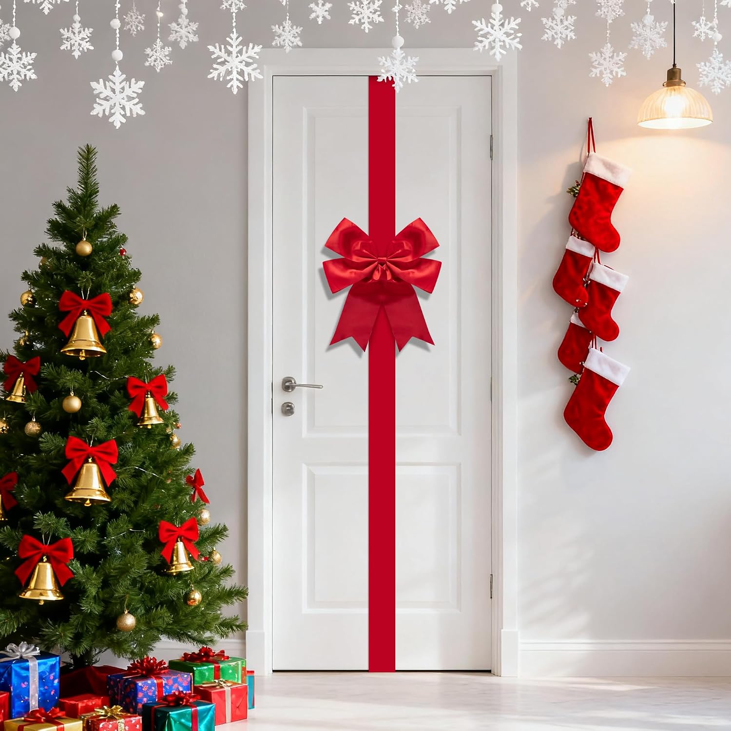 Large Red Adjustable Christmas Door Bow & Decor. - Image 6