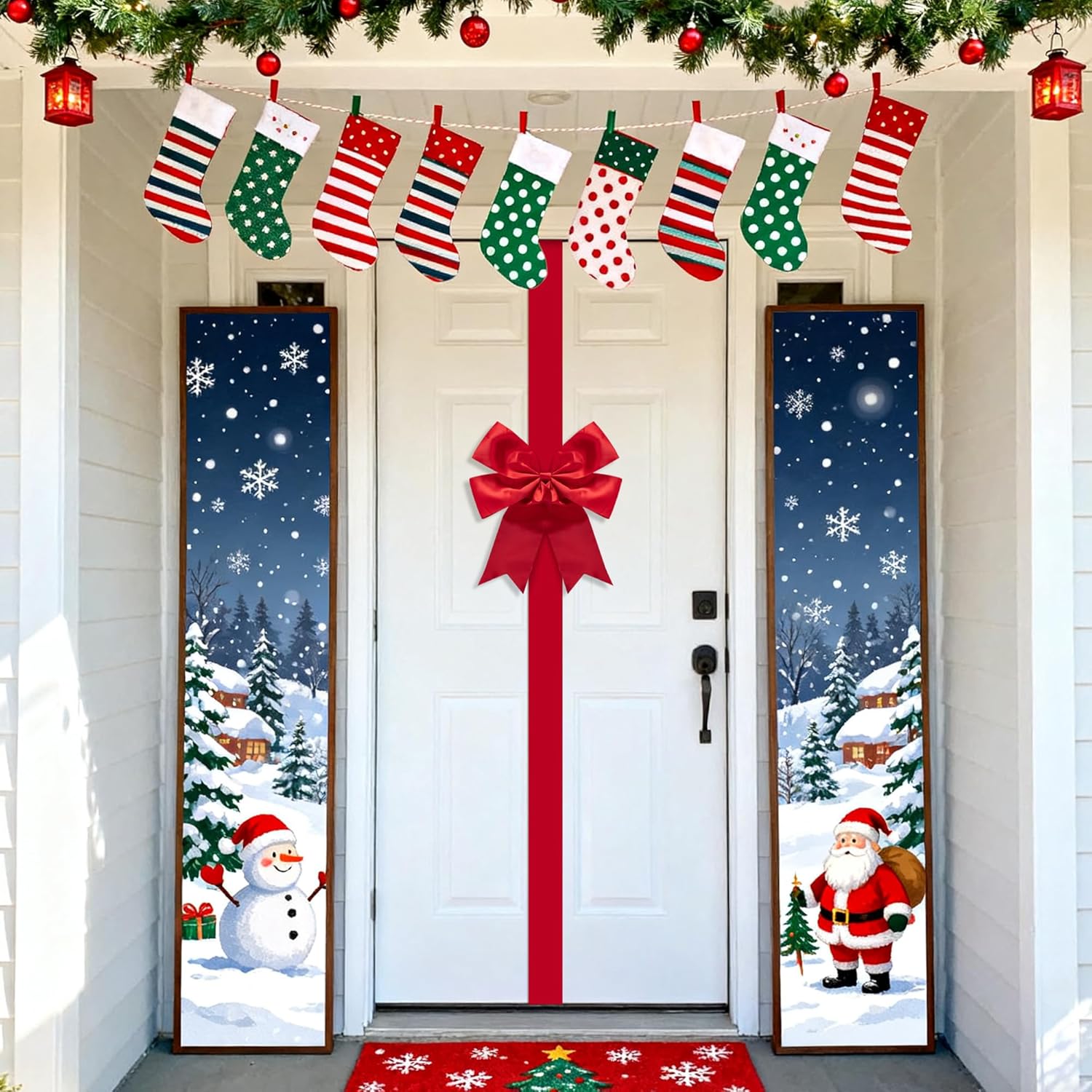 Large Red Adjustable Christmas Door Bow & Decor. - Image 7