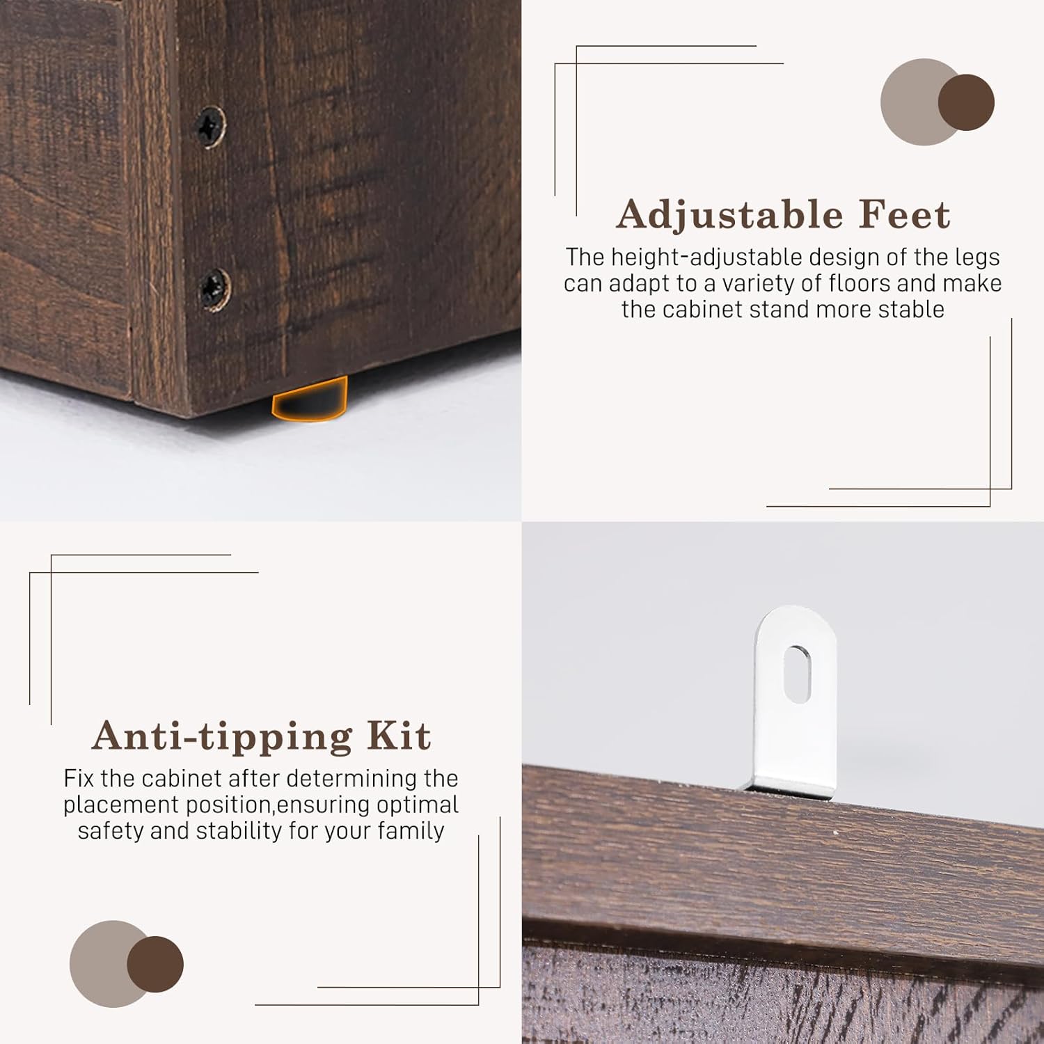 Rustic Brown Farmhouse Armoire: Barn Door, LED, Drawers, Hanging Rod. - Image 8