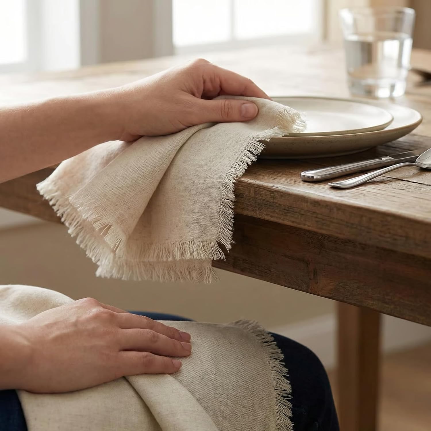 12 Natural 18x18 Washable Linen Cotton Napkins for Wedding & Holiday Tables. - Image 4