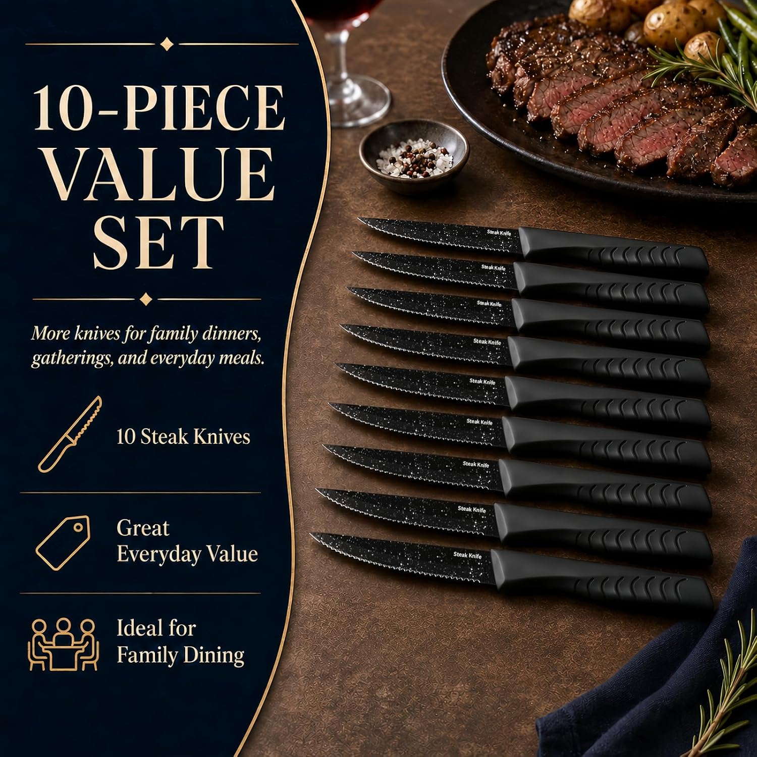 Review: 10-pc Serrated Steak Knives. Dishwasher Safe, Rust-Proof Steel. Great Gift. - Image 5