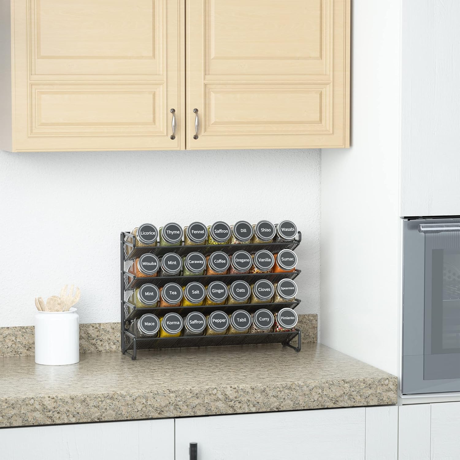 SpaceAid 28-Jar Black Spice Organizer Review: Labels, Marker, Funnel. - Image 2