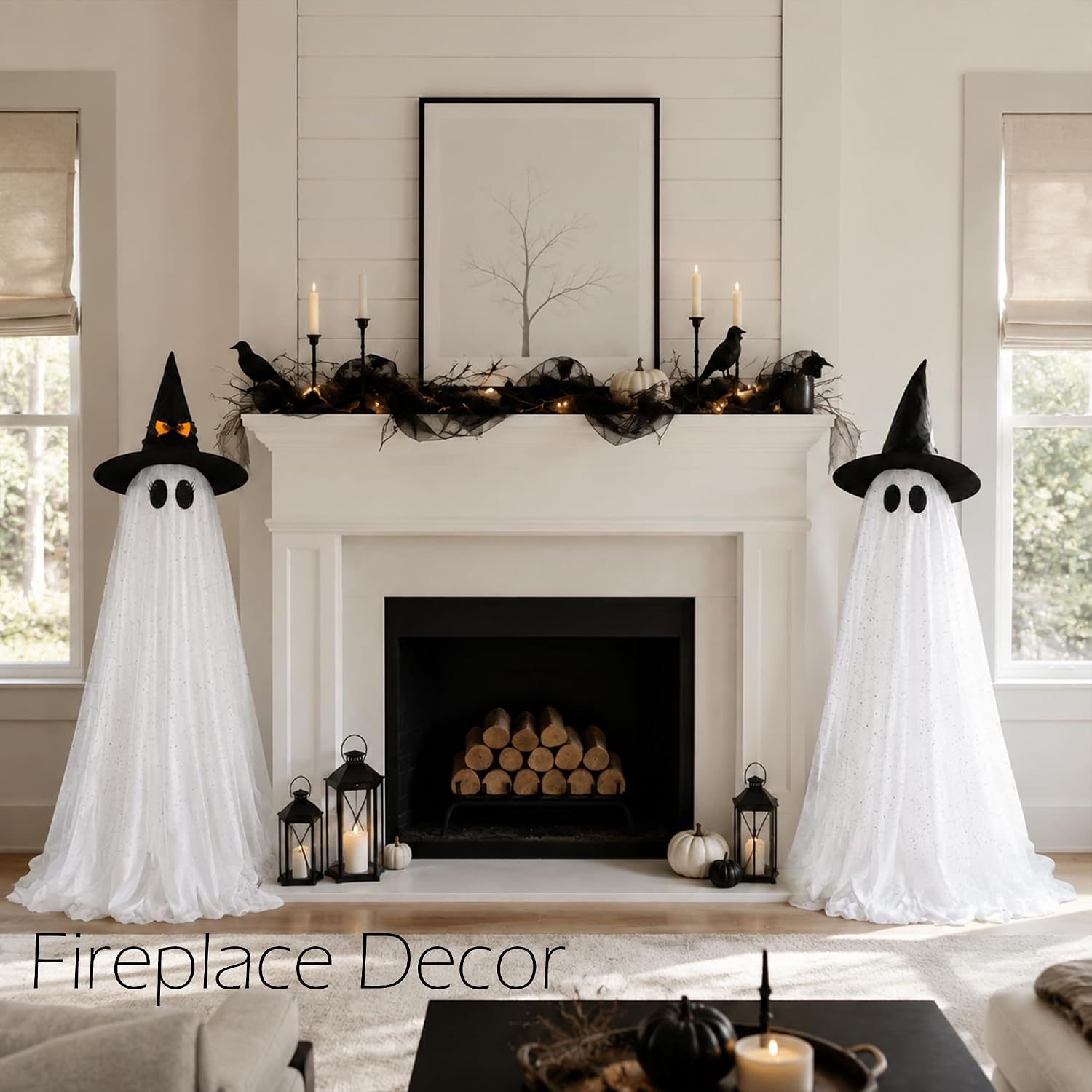 2-Pack Spooky Remote Ghost String Lights for Indoor/Outdoor Halloween Decor - Image 2