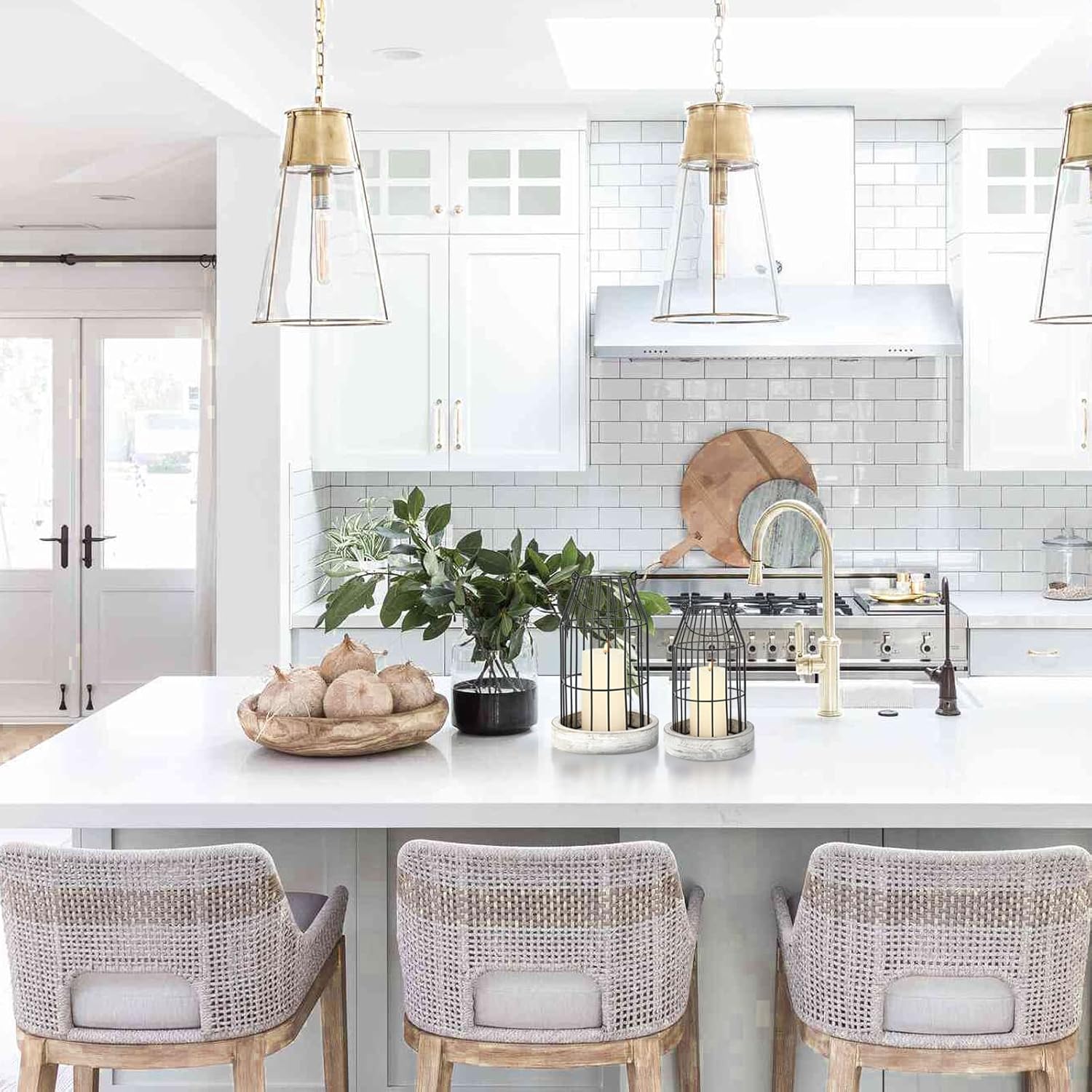 Set of 2 Rustic Cage Candle Lanterns - Modern Farmhouse Indoor/Outdoor Decor - Image 9