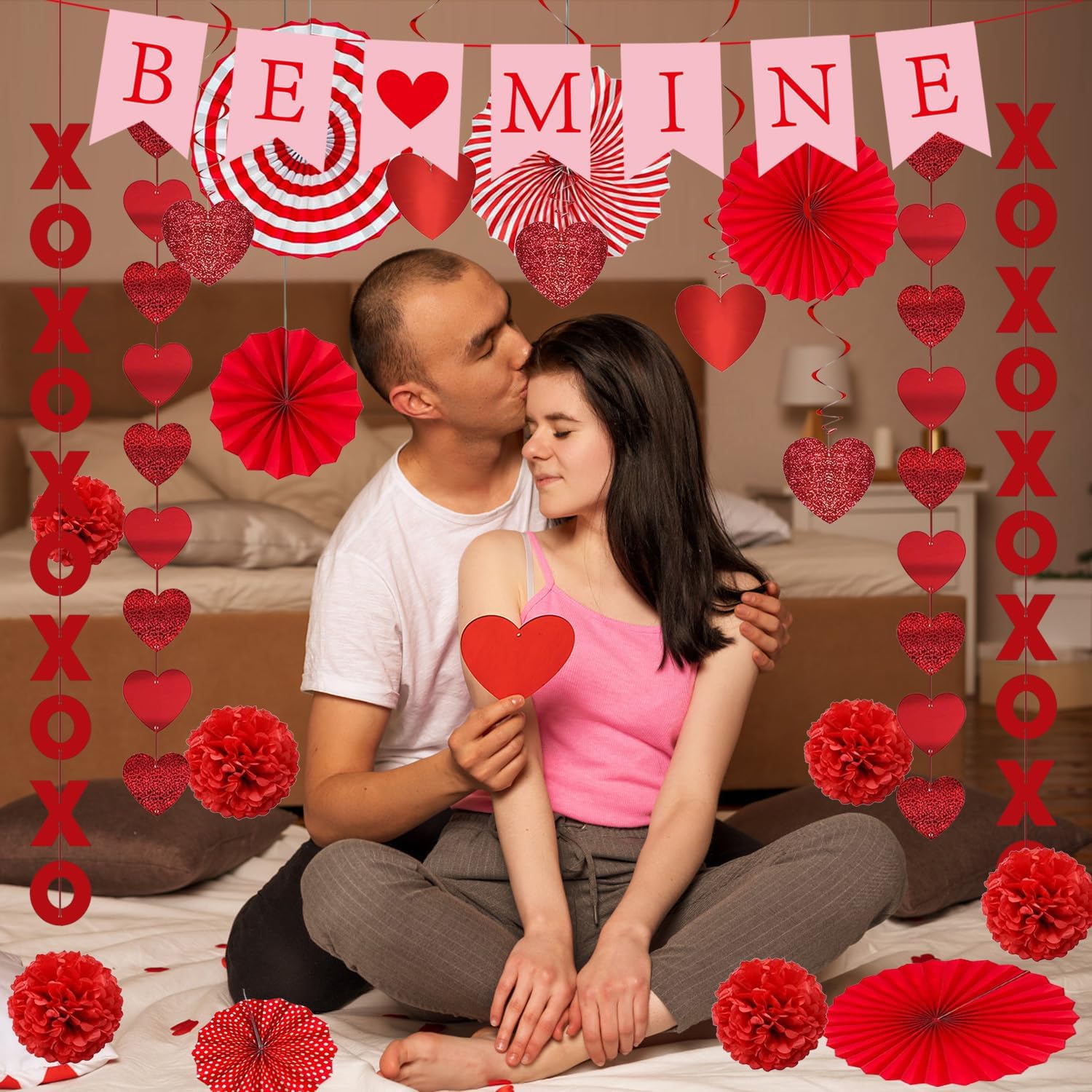 Red Pre-Assembled 'BE MINE' Kit: Hearts, Fans, Balls for Any Celebration! - Image 6