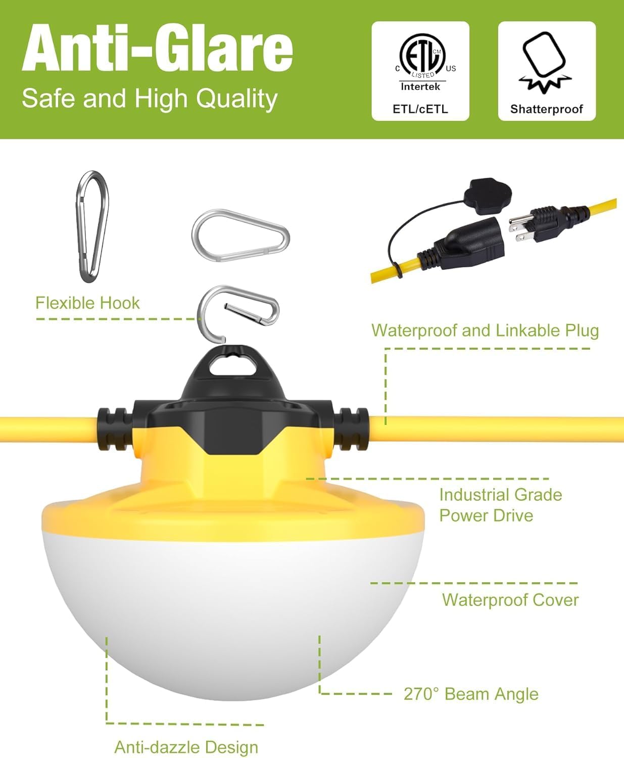YXL 100FT Industrial LED String Lights Review: Super Bright, Waterproof IP65. - Image 4