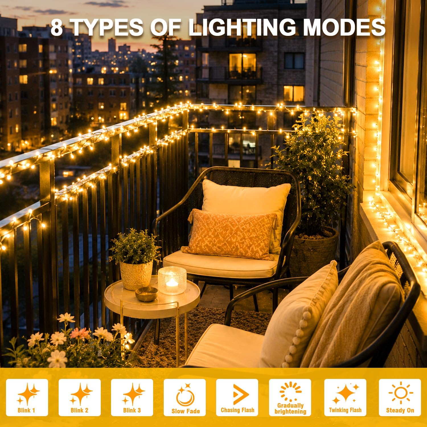 Warm White 116ft LED Fairy Lights: Connectable, Waterproof, Timer Decor - Image 5
