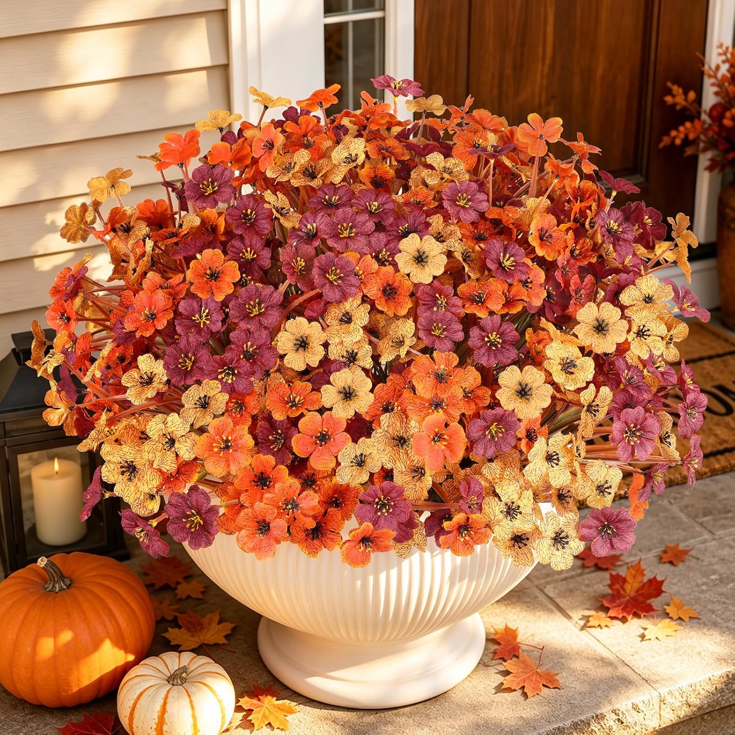 AmyHomie 20pc No-Fade Orange Mums: Outdoor Fall Decor Review - Image 2