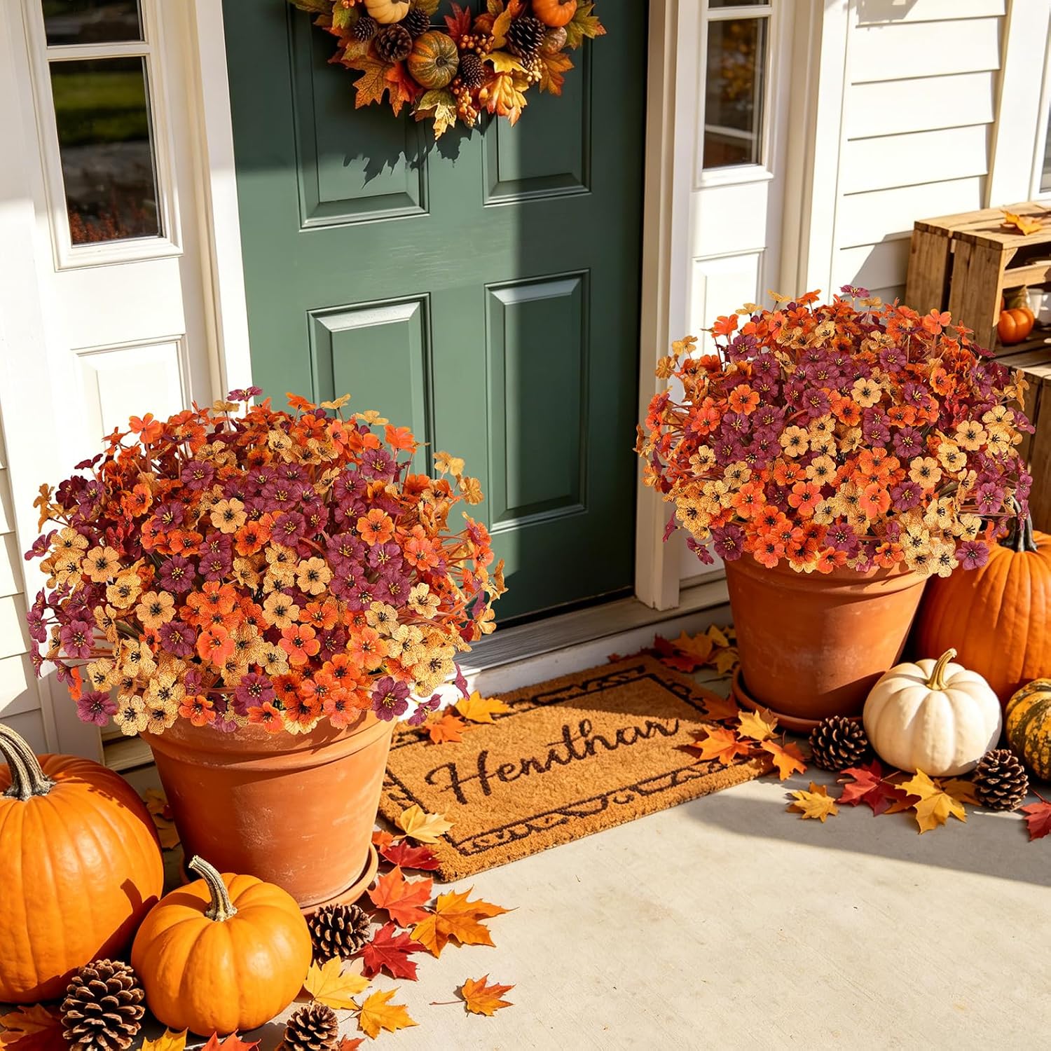 AmyHomie 20pc No-Fade Orange Mums: Outdoor Fall Decor Review - Image 6