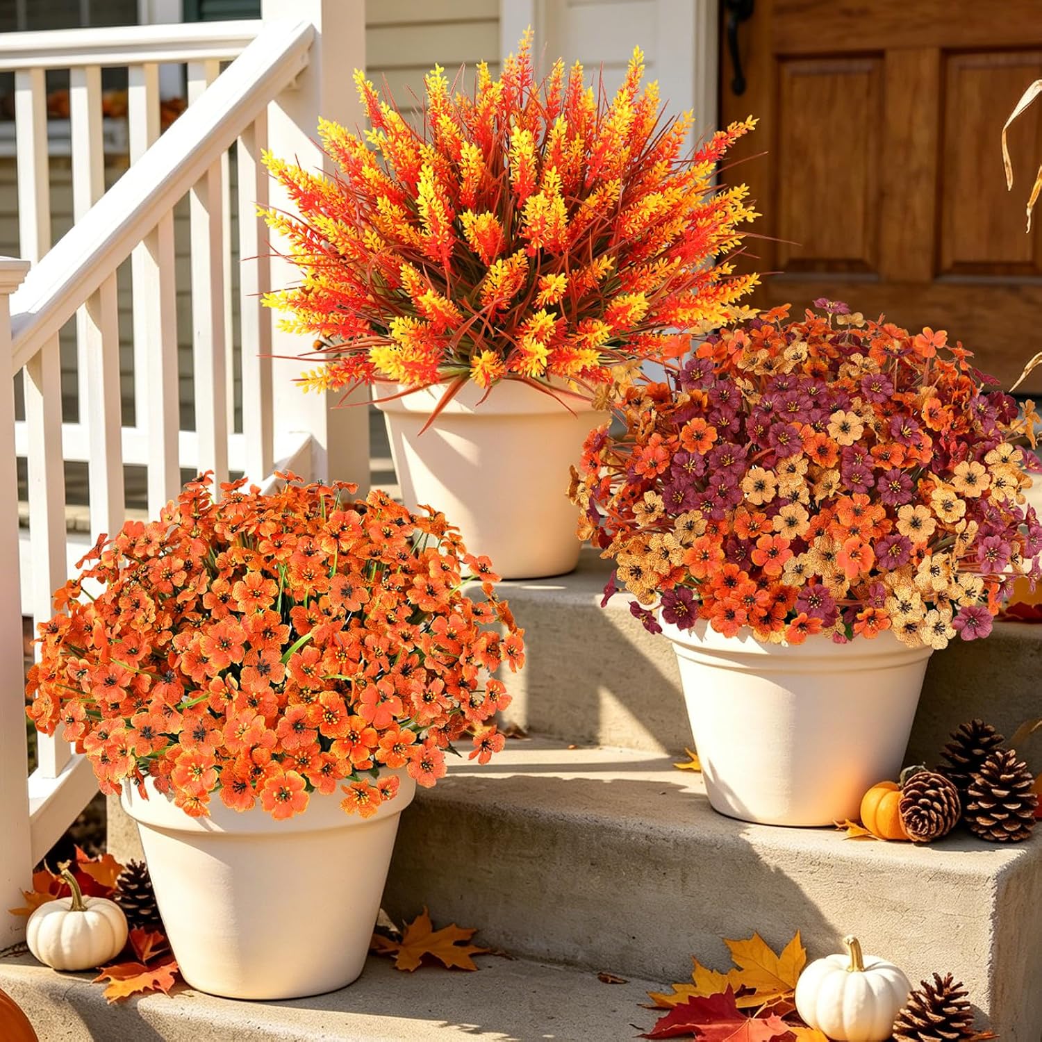 AmyHomie 20pc No-Fade Orange Mums: Outdoor Fall Decor Review - Image 7