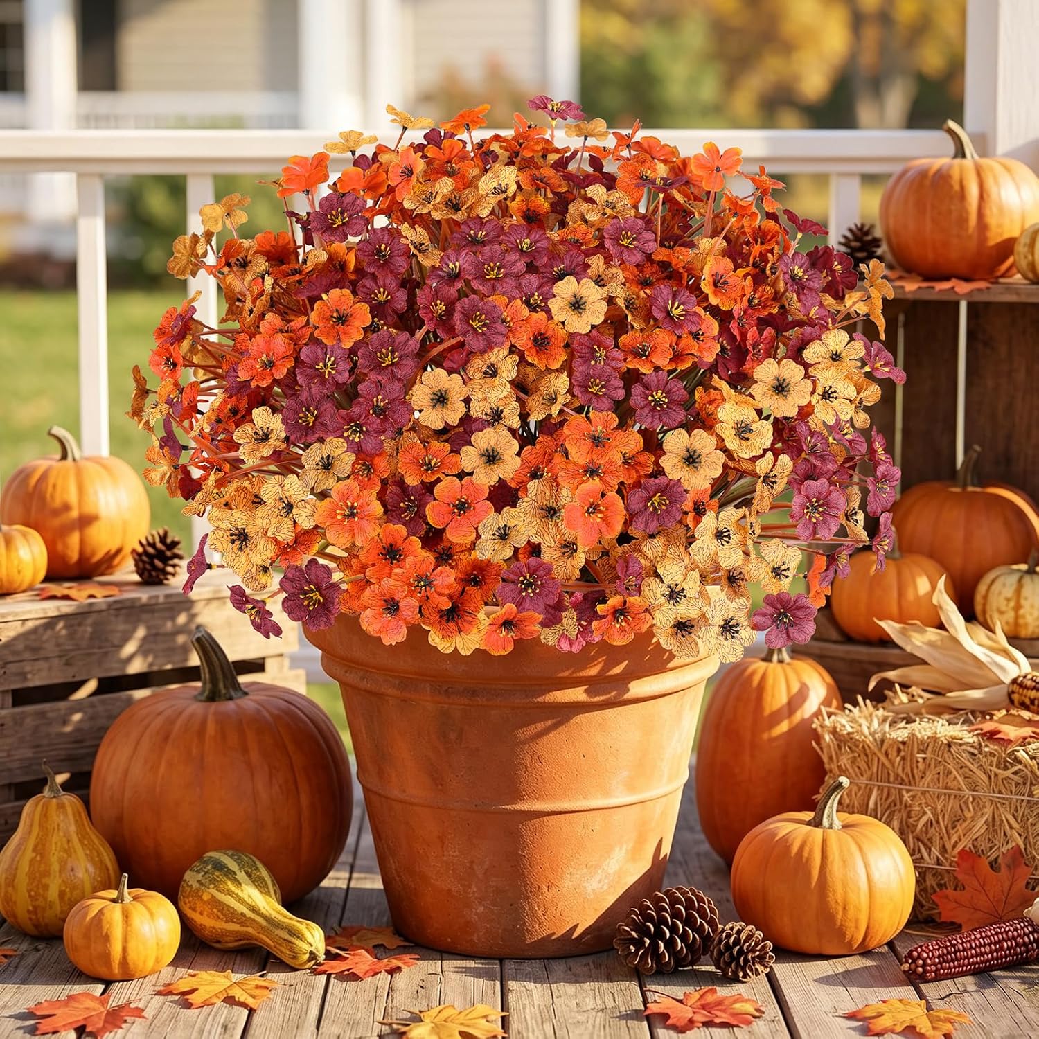 AmyHomie 20pc No-Fade Orange Mums: Outdoor Fall Decor Review - Image 8