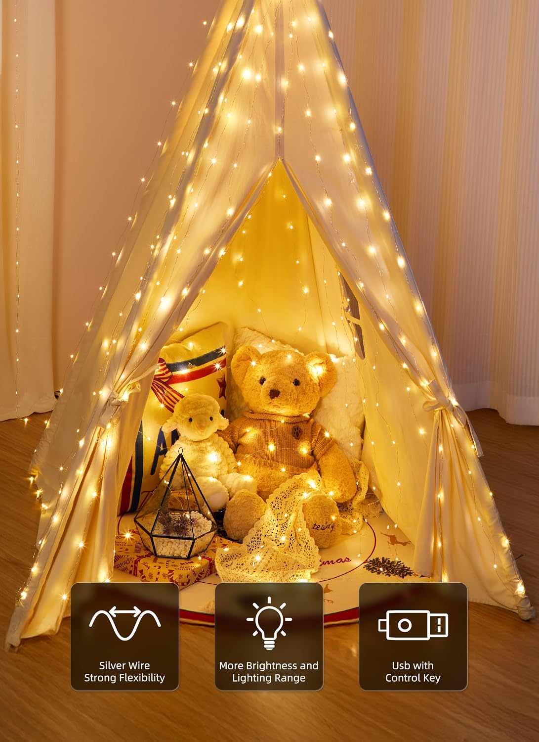 Brightown Fairy LED Curtain Lights Review: USB, Remote, 8 Modes for Decor - Image 3